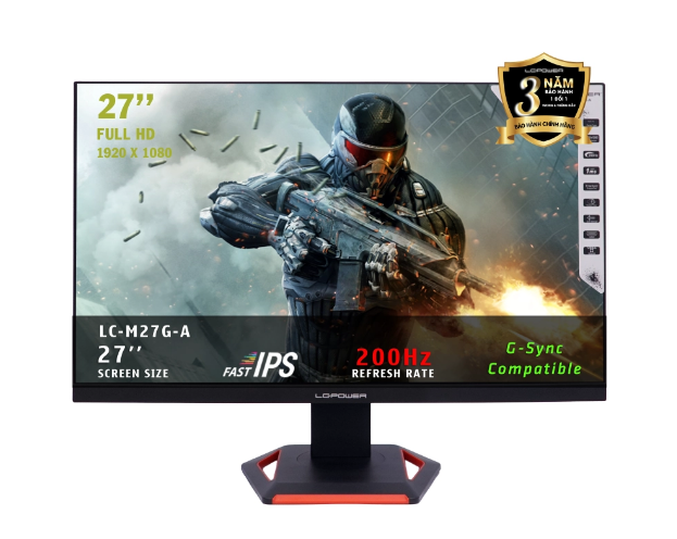 Màn Hình Phẳng Gaming LC POWER LC-M27G-A 27 inch - IPS - FHD - 200Hz - 1ms ( DP-HDMI ) Bảo Hành 36 Tháng