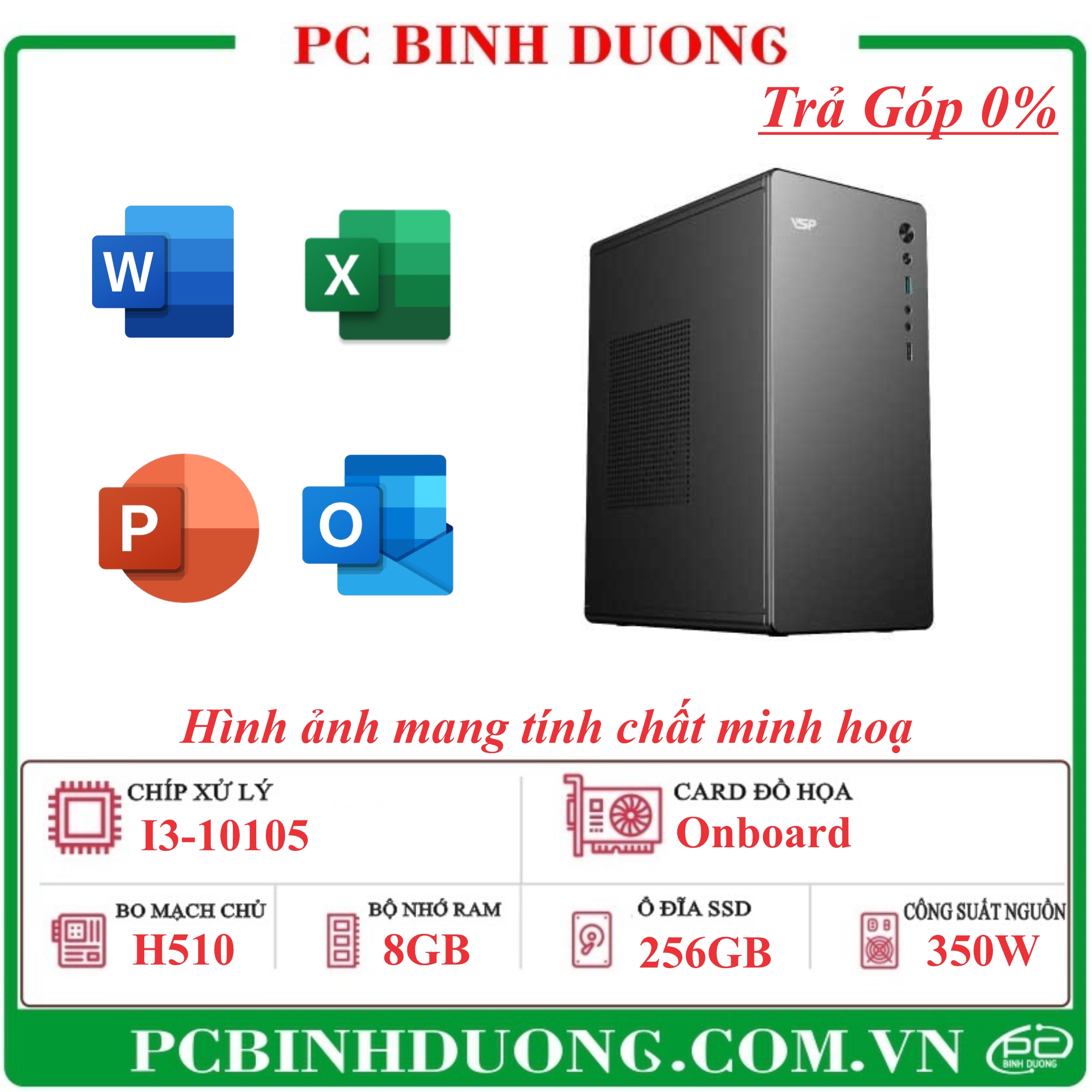 PC VĂN PHÒNG INTEL TH10 H510/I3-10105/8GB/256GB/350W