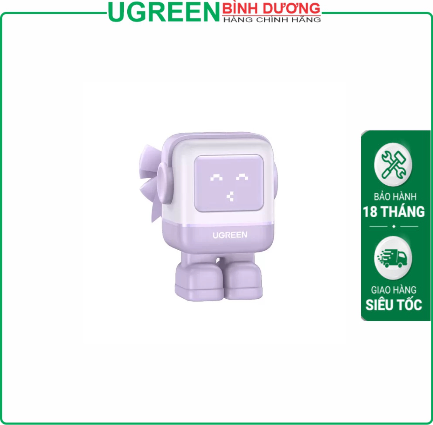 Củ sạc nhanh Robot 1 cổng Type-C GaN 30W Màu tím Không kèm cáp Ugreen (25036)