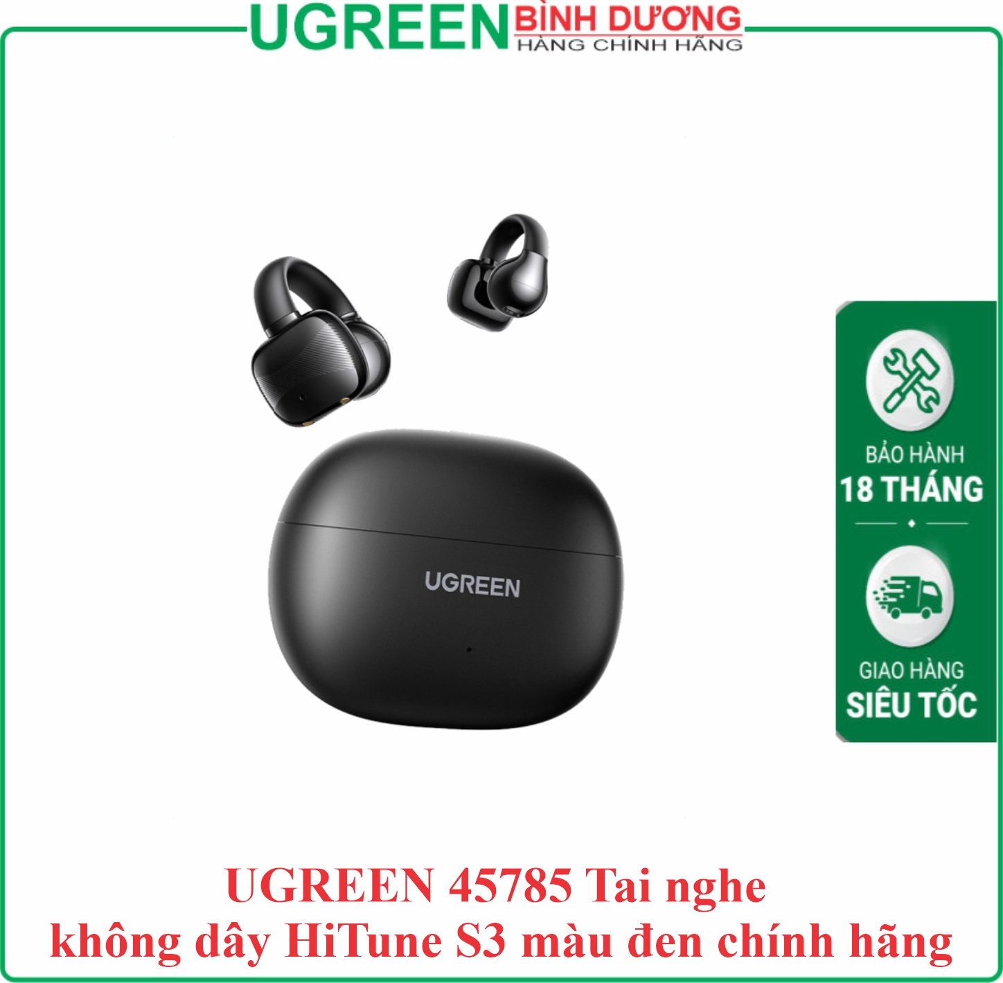 Tai nghe Bluetooth 5.4 Ugreen HiTune S3 công suất Bluetooth 10mW, dung lượng pin 600mAh màu đen Ugreen (45785)
