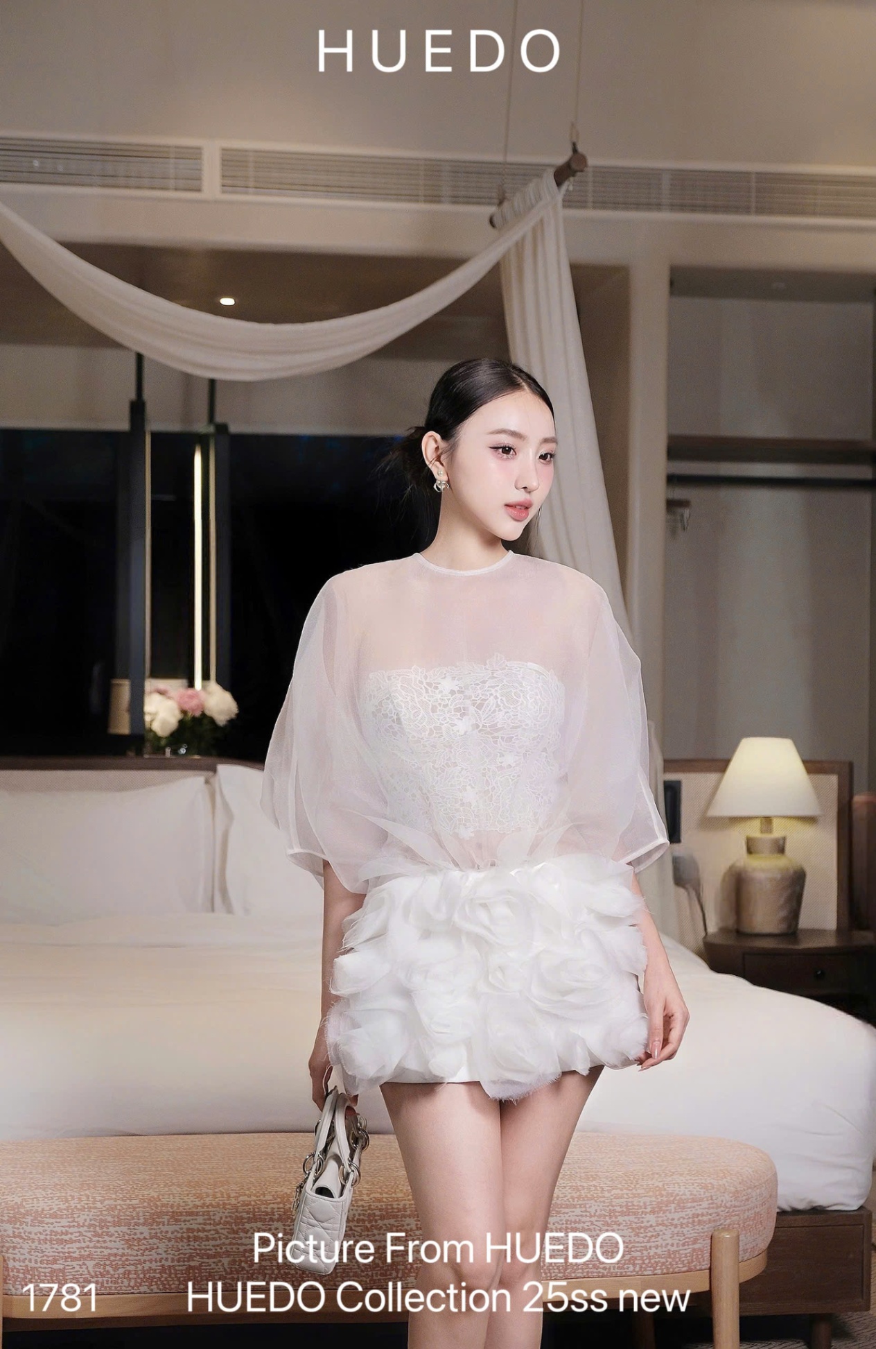 V1781 - ĐẦM TƠ HOA KÈM BRA