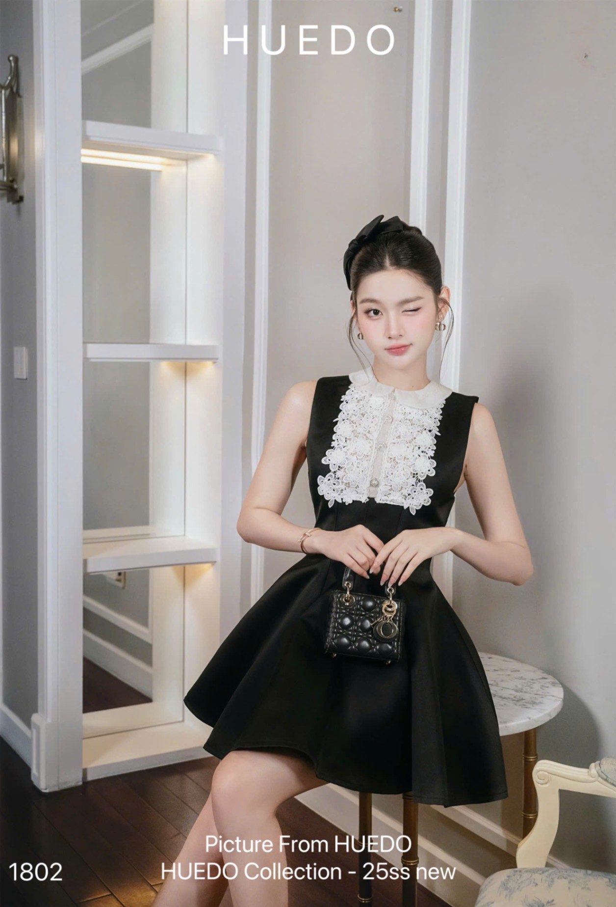 V1802 - ĐẦM PHỐI REN NÚT NGỌC