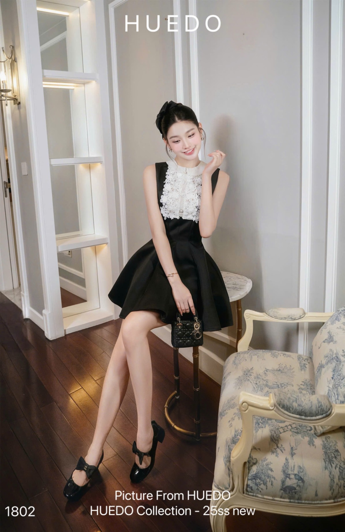 V1802 - ĐẦM PHỐI REN NÚT NGỌC