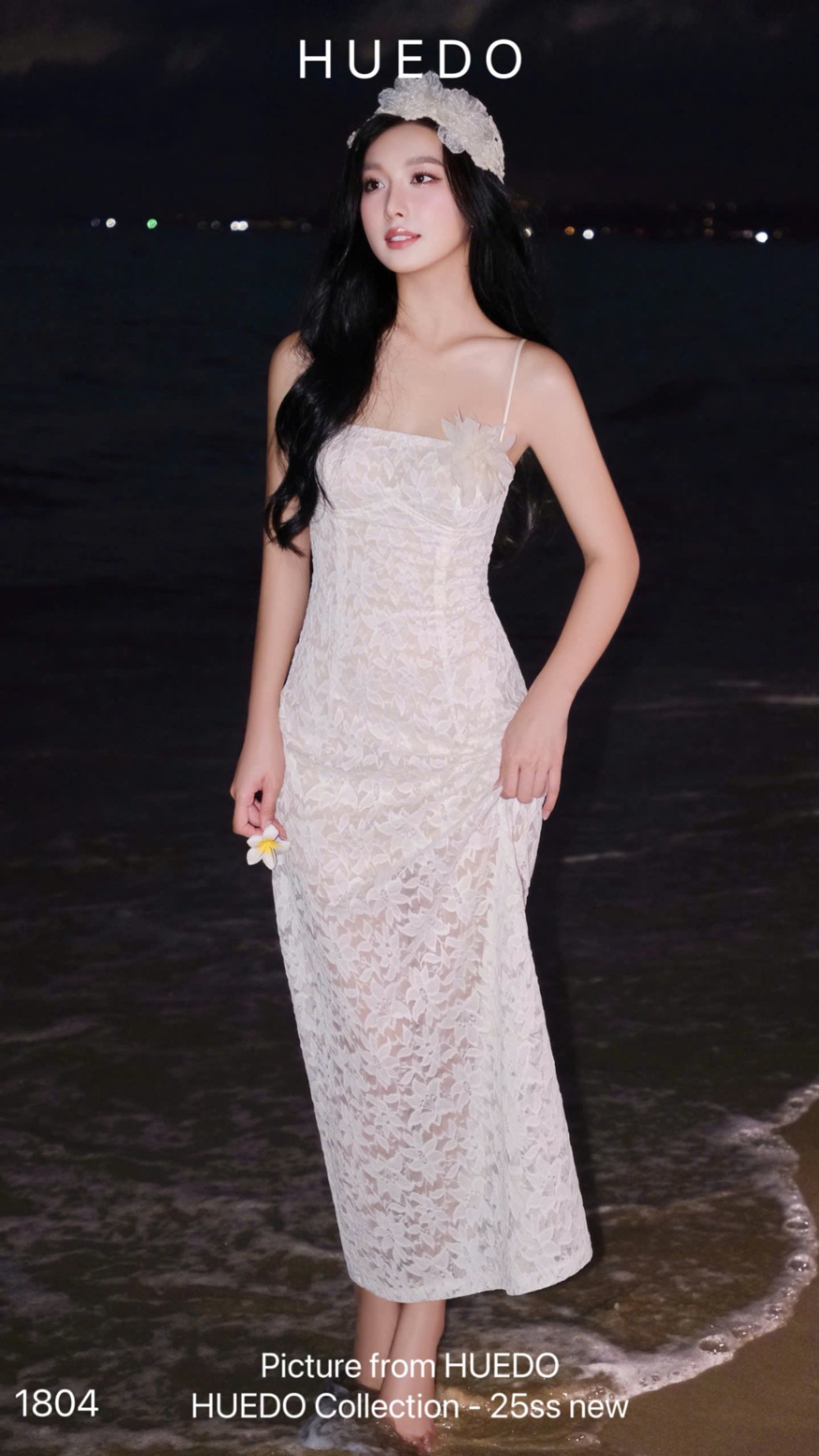 V1804 - ĐẦM MAXI REN THUN LƯỚI DẺO