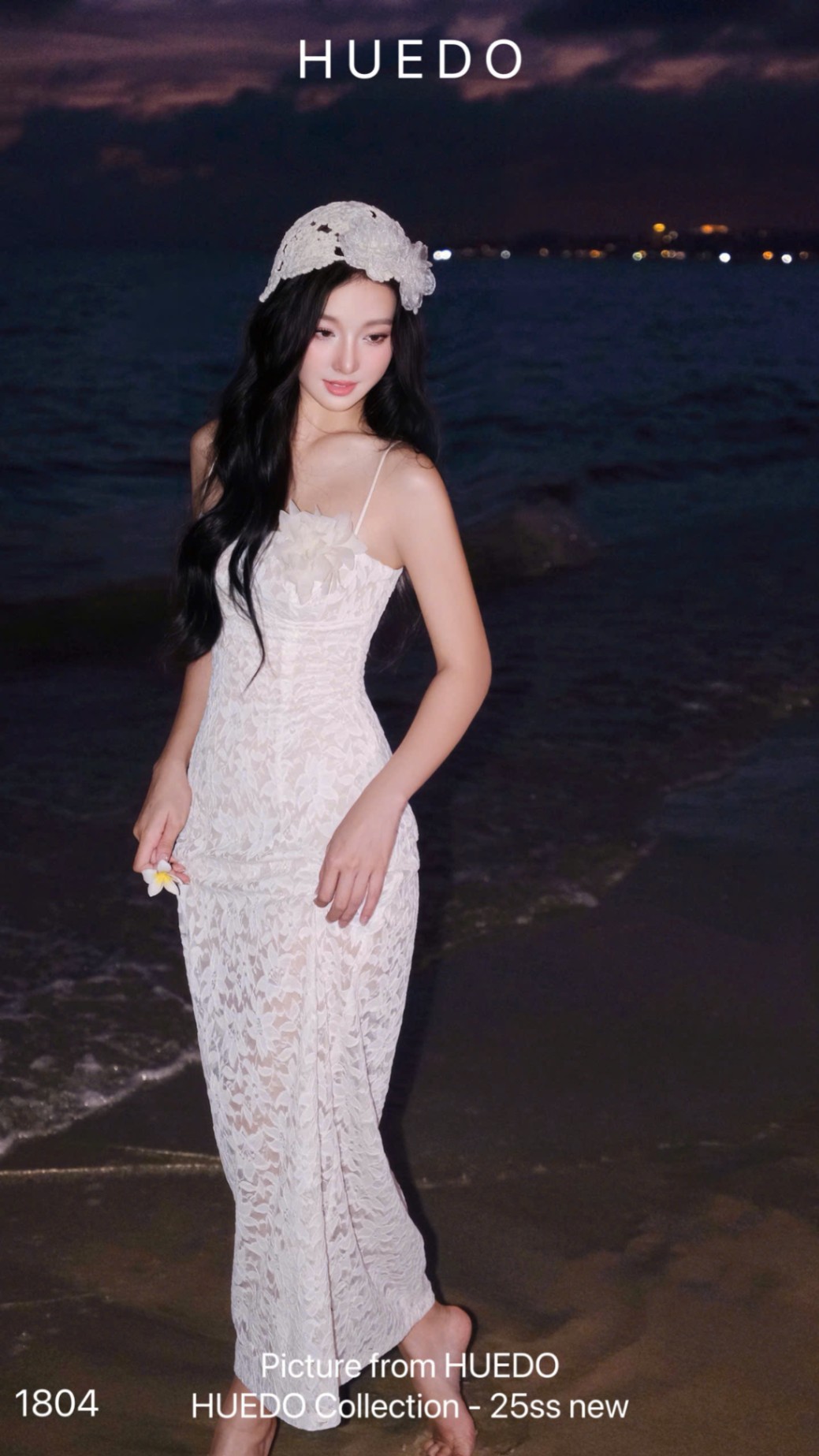 V1804 - ĐẦM MAXI REN THUN LƯỚI DẺO