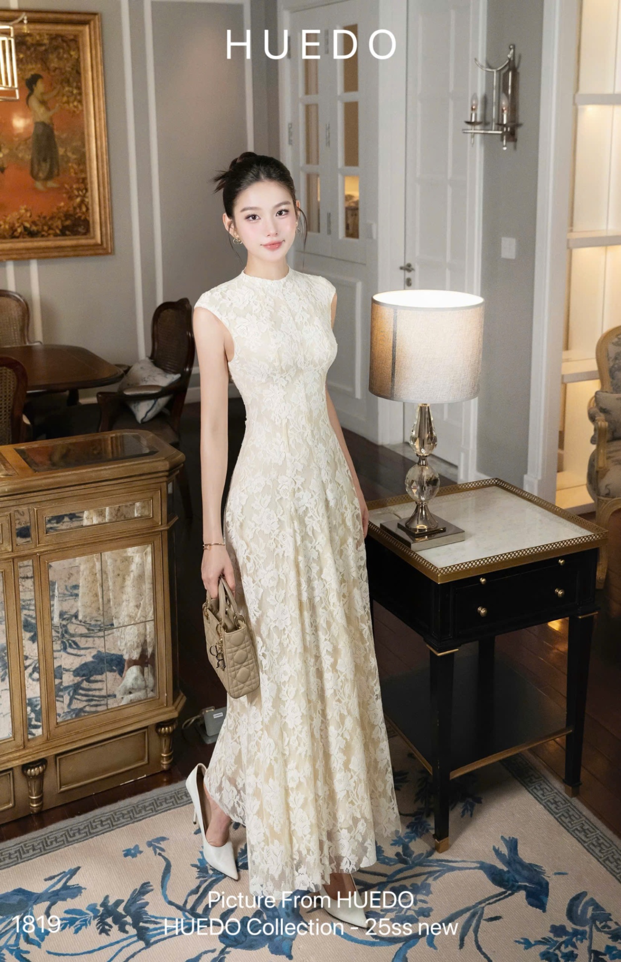 V1819 - ĐẦM REN SN CỔ TRÒN