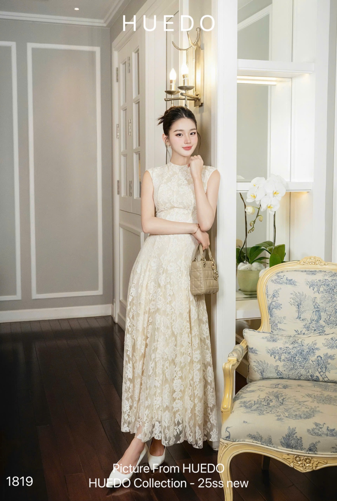 V1819 - ĐẦM REN SN CỔ TRÒN