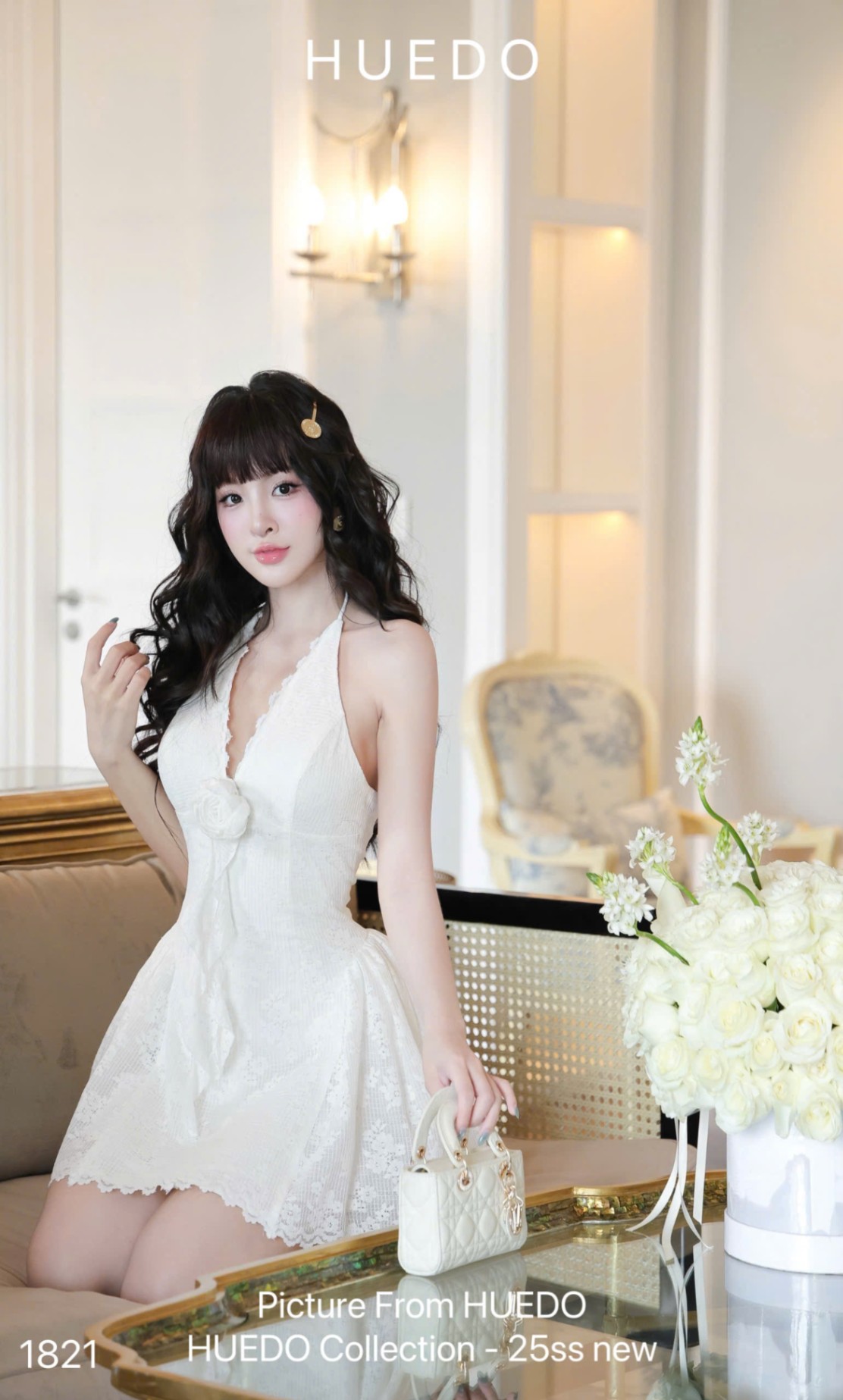 V1821 - ĐẦM YẾM REN HOA NGỰC