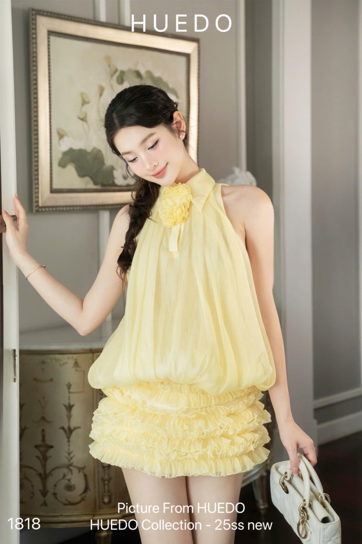 V1818 - ĐẦM TÙNG NHÚN ĐÍNH HOA