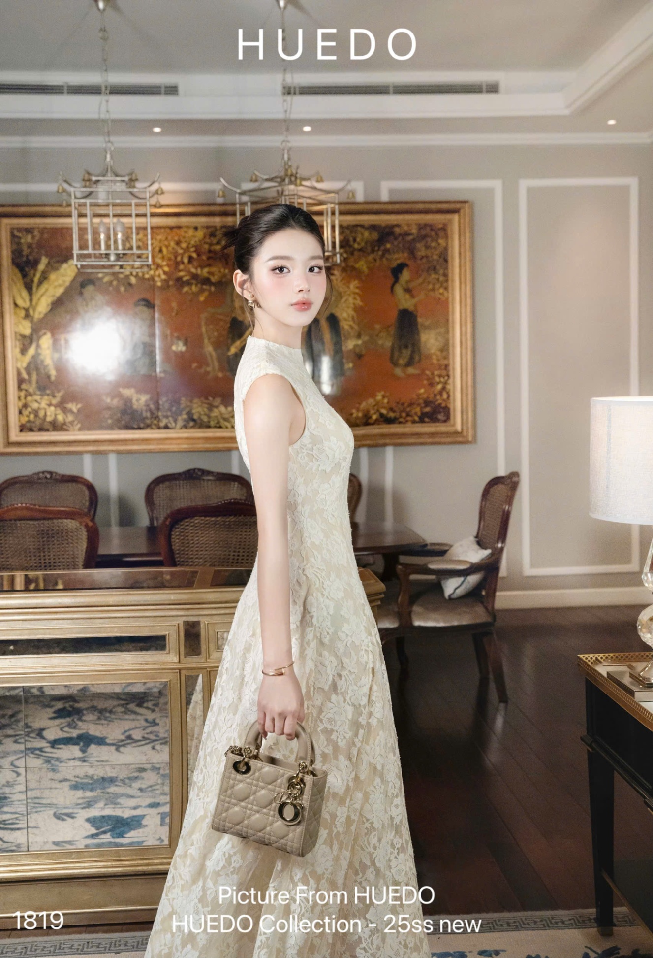 V1819 - ĐẦM REN SN CỔ TRÒN