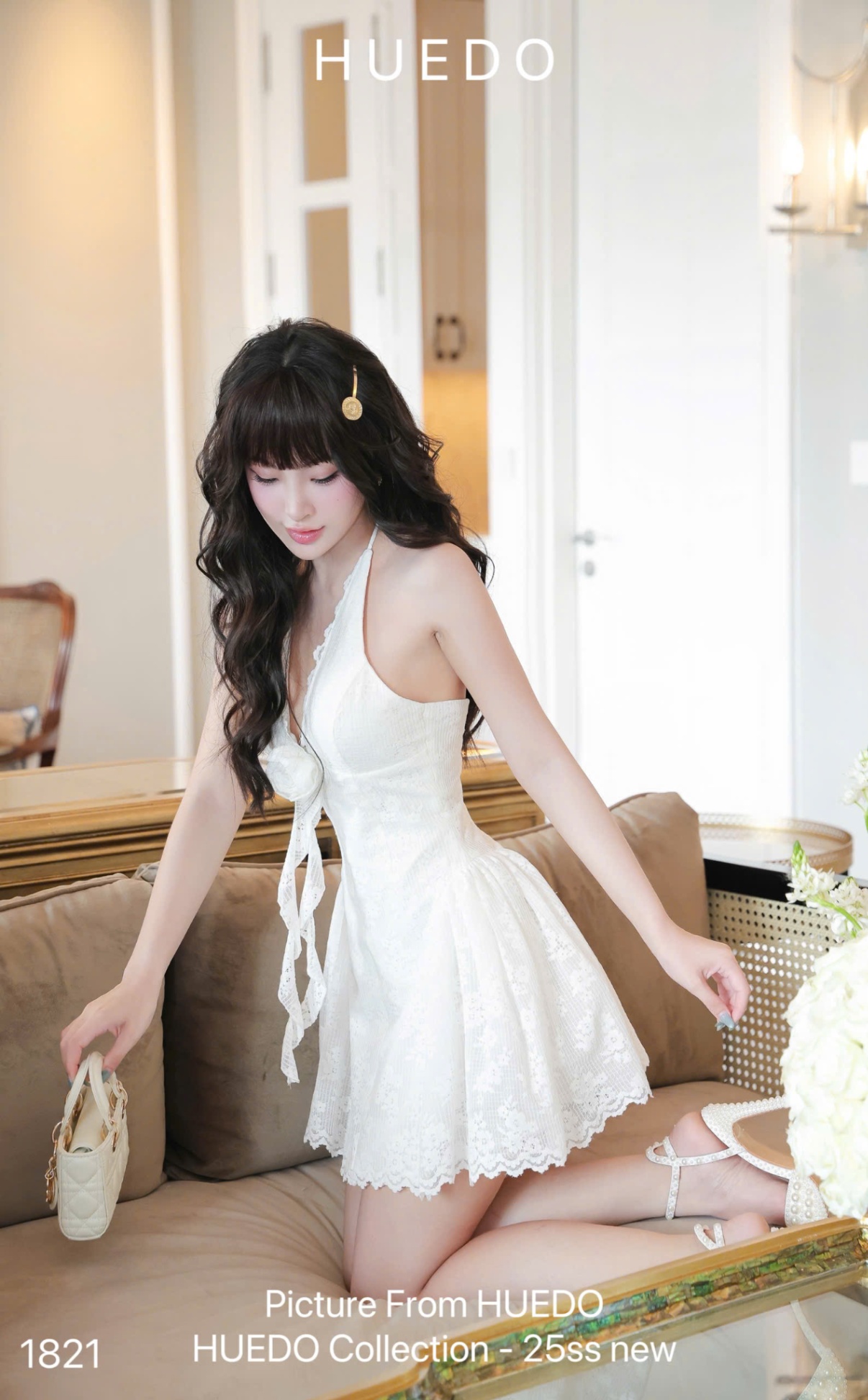 V1821 - ĐẦM YẾM REN HOA NGỰC