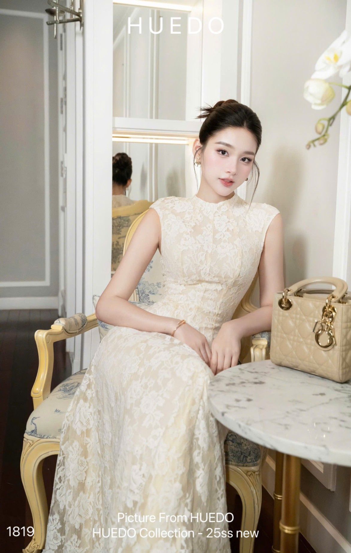 V1819 - ĐẦM REN SN CỔ TRÒN