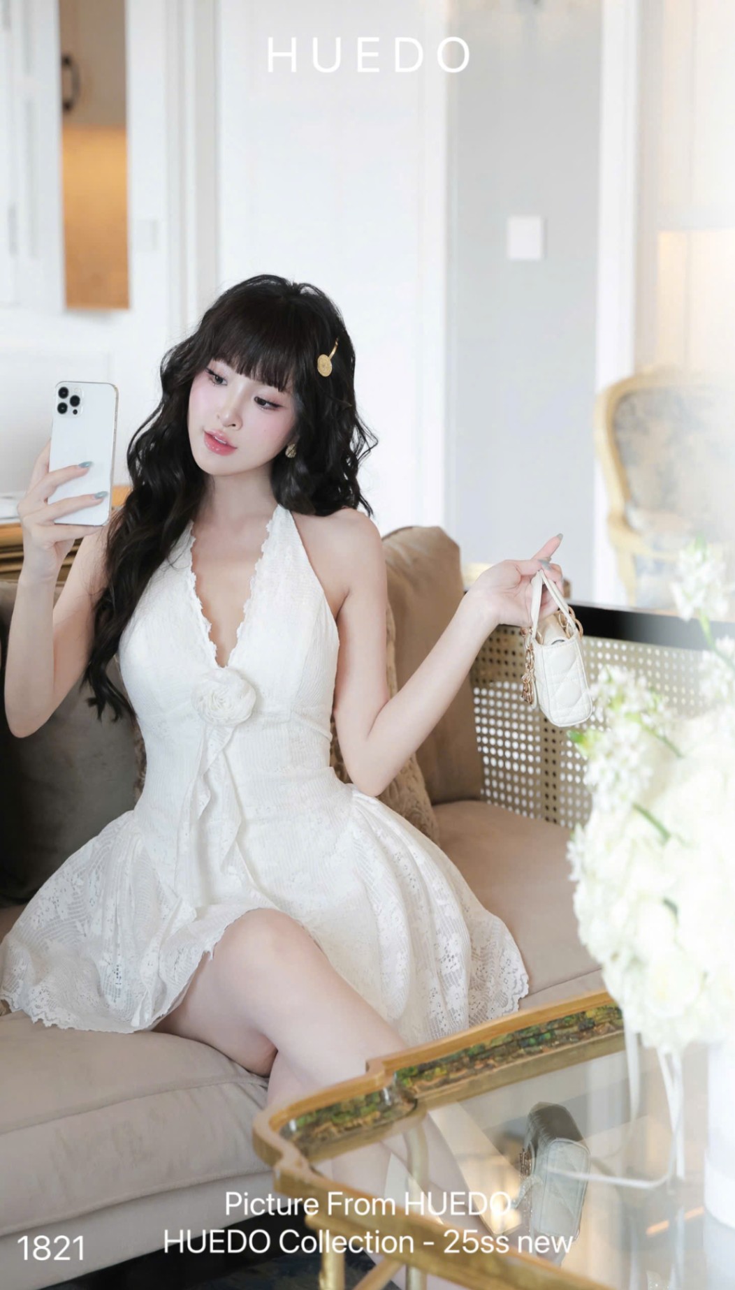 V1821 - ĐẦM YẾM REN HOA NGỰC