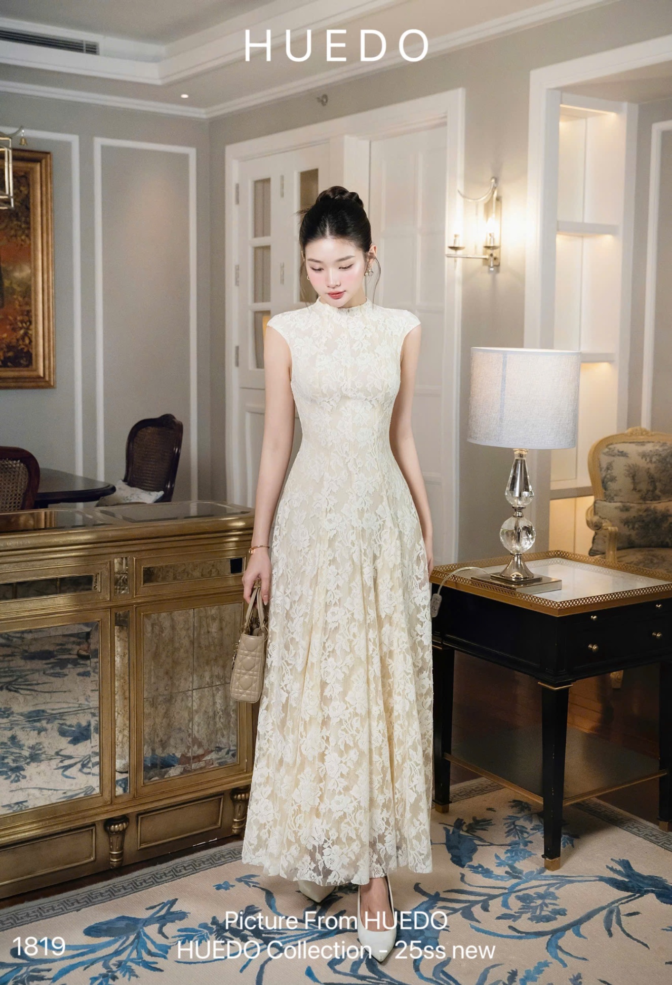 V1819 - ĐẦM REN SN CỔ TRÒN