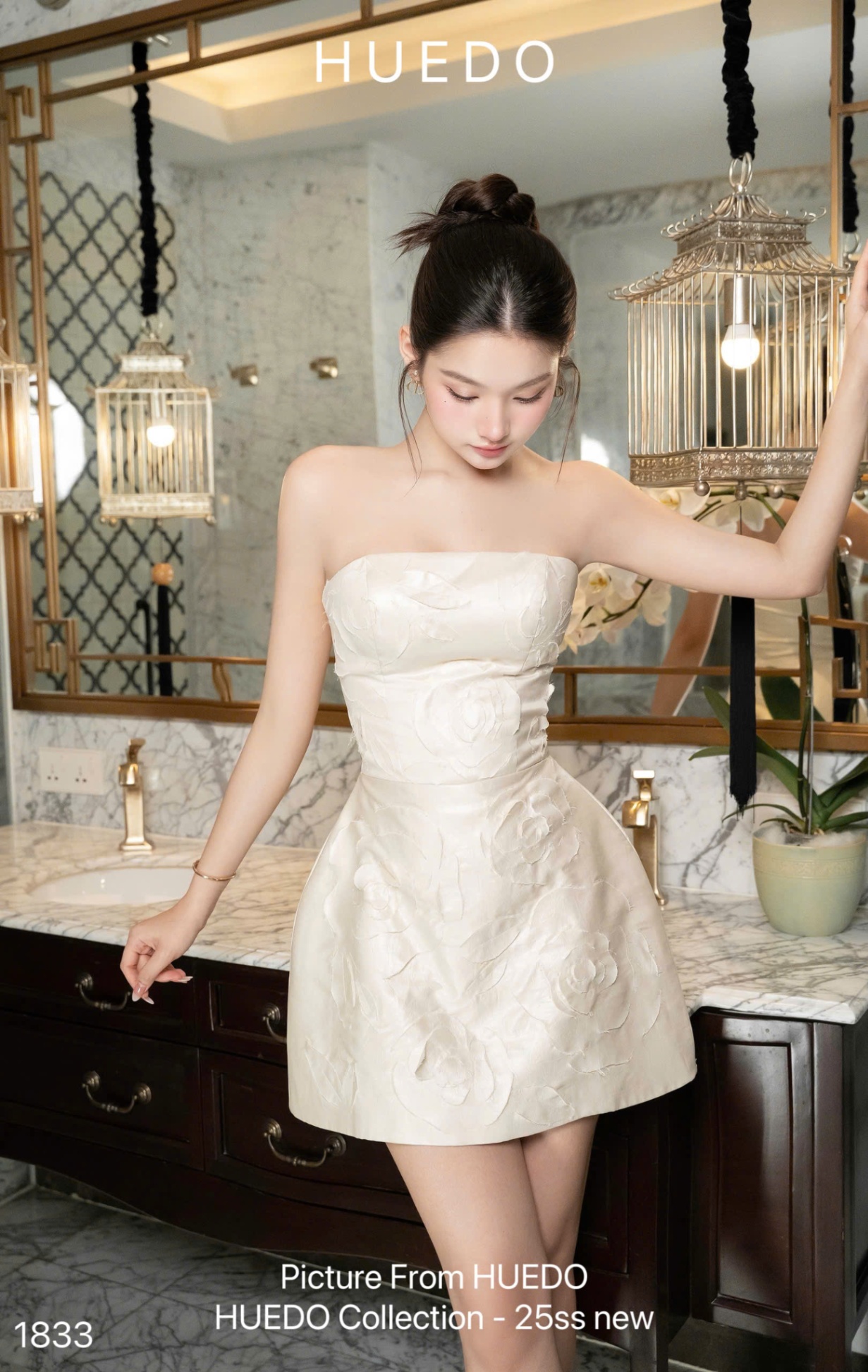 V1833 - ĐẦM POLY DA HOA HỒNG