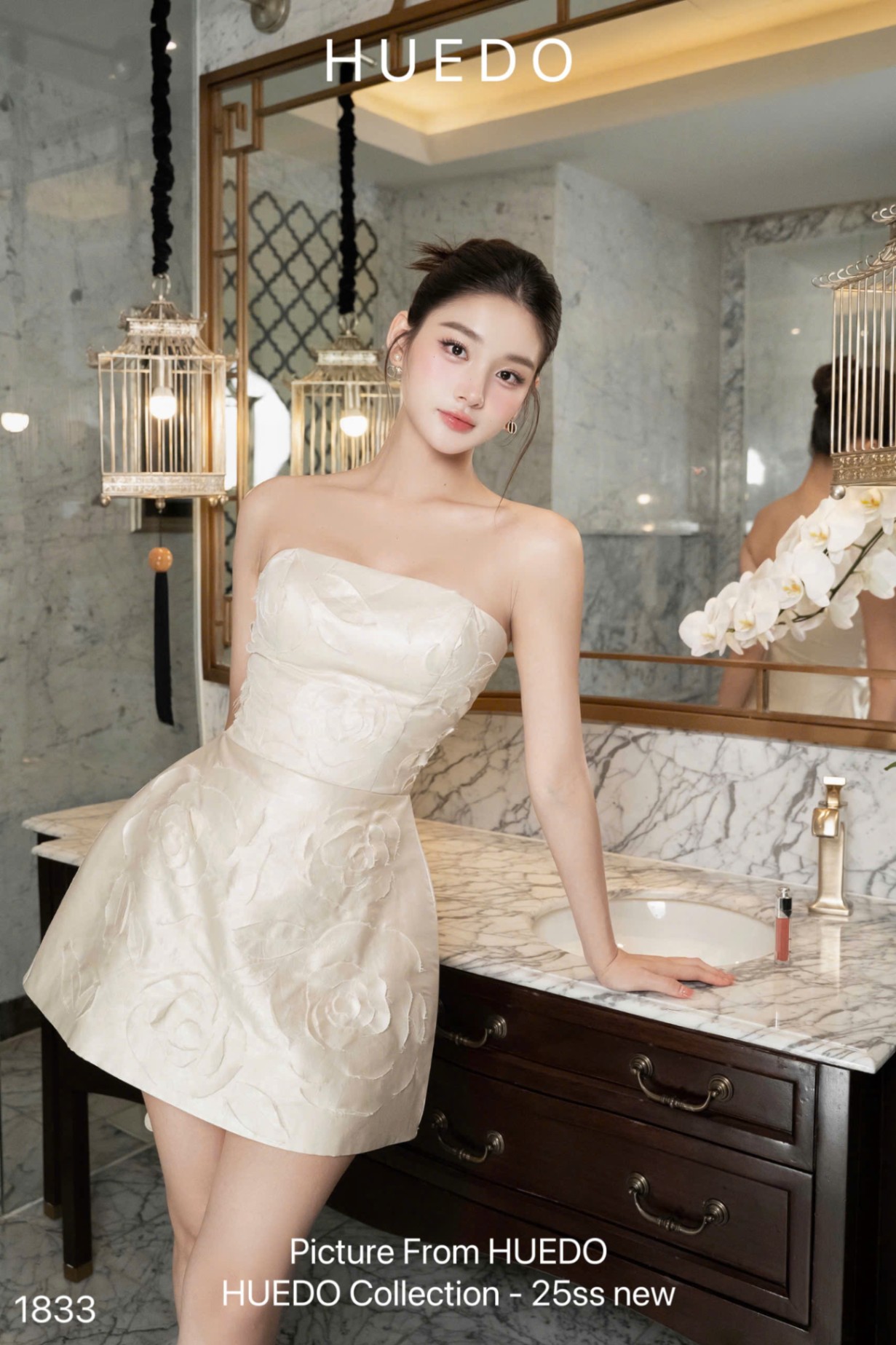 V1833 - ĐẦM POLY DA HOA HỒNG