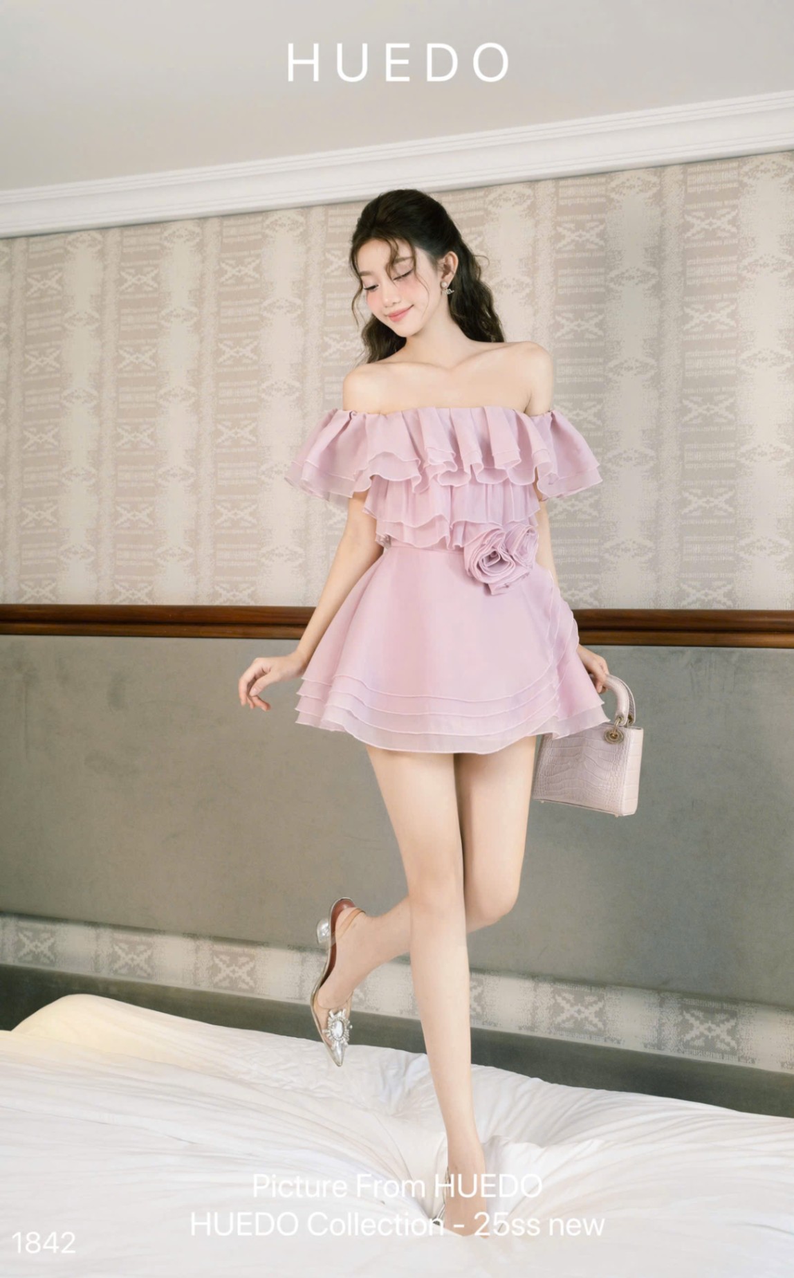 V1842 - ĐẦM TRỄ HOA XẾP