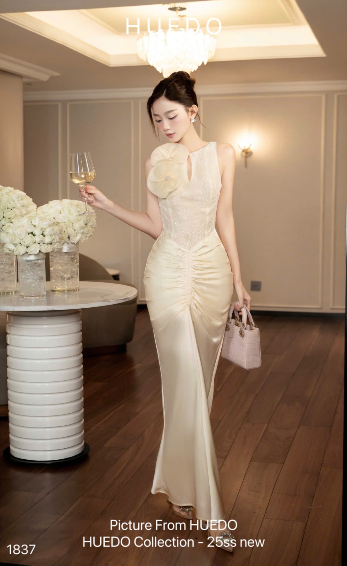 V1837 - ĐẦM REN LƯỚI NHÚN DÀI