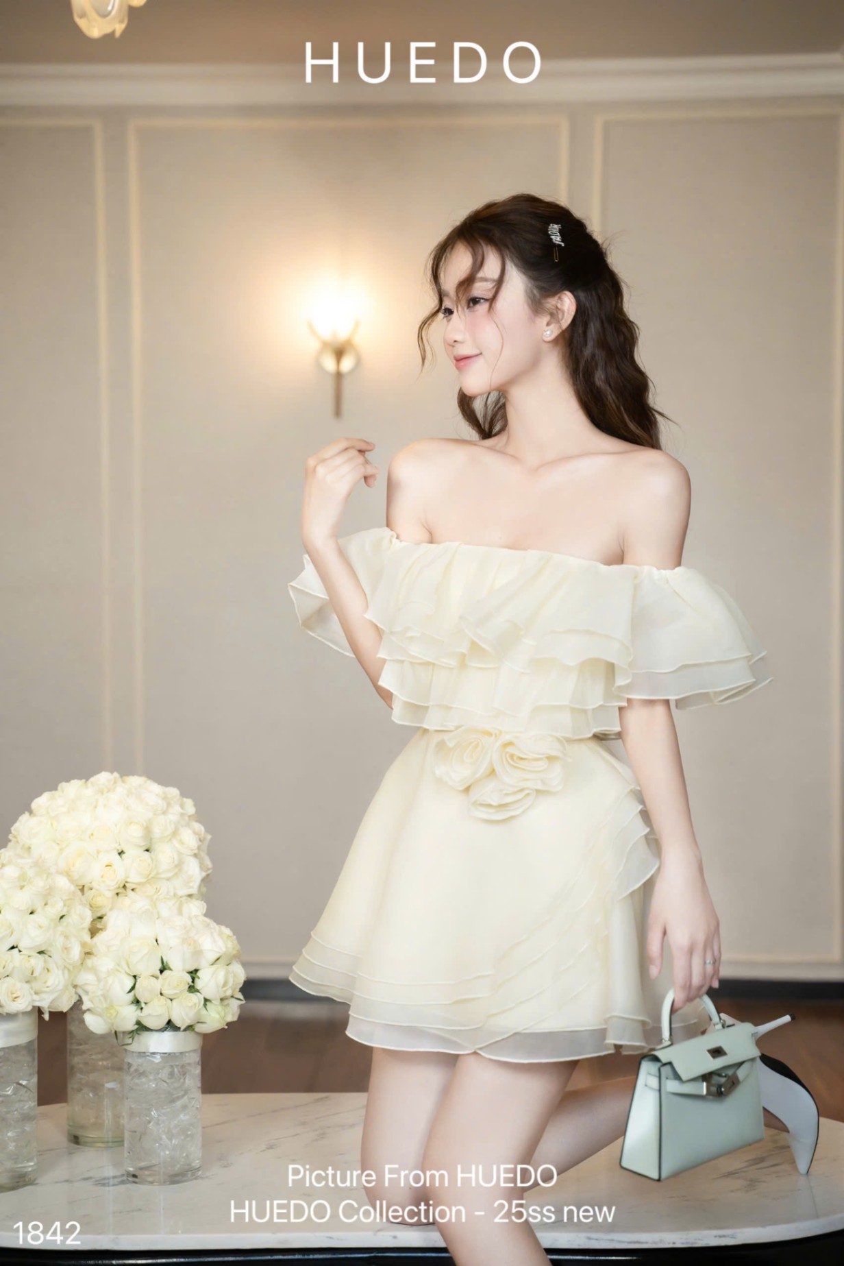 V1842 - ĐẦM TRỄ HOA XẾP