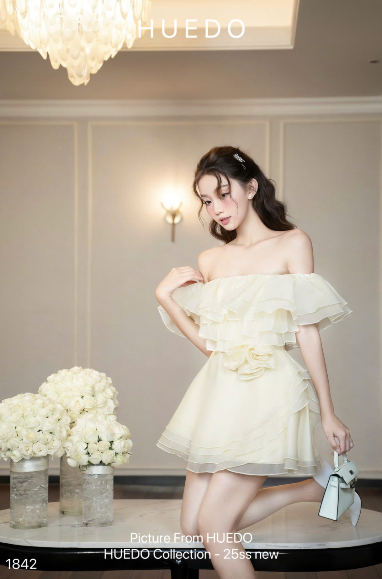 V1842 - ĐẦM TRỄ HOA XẾP