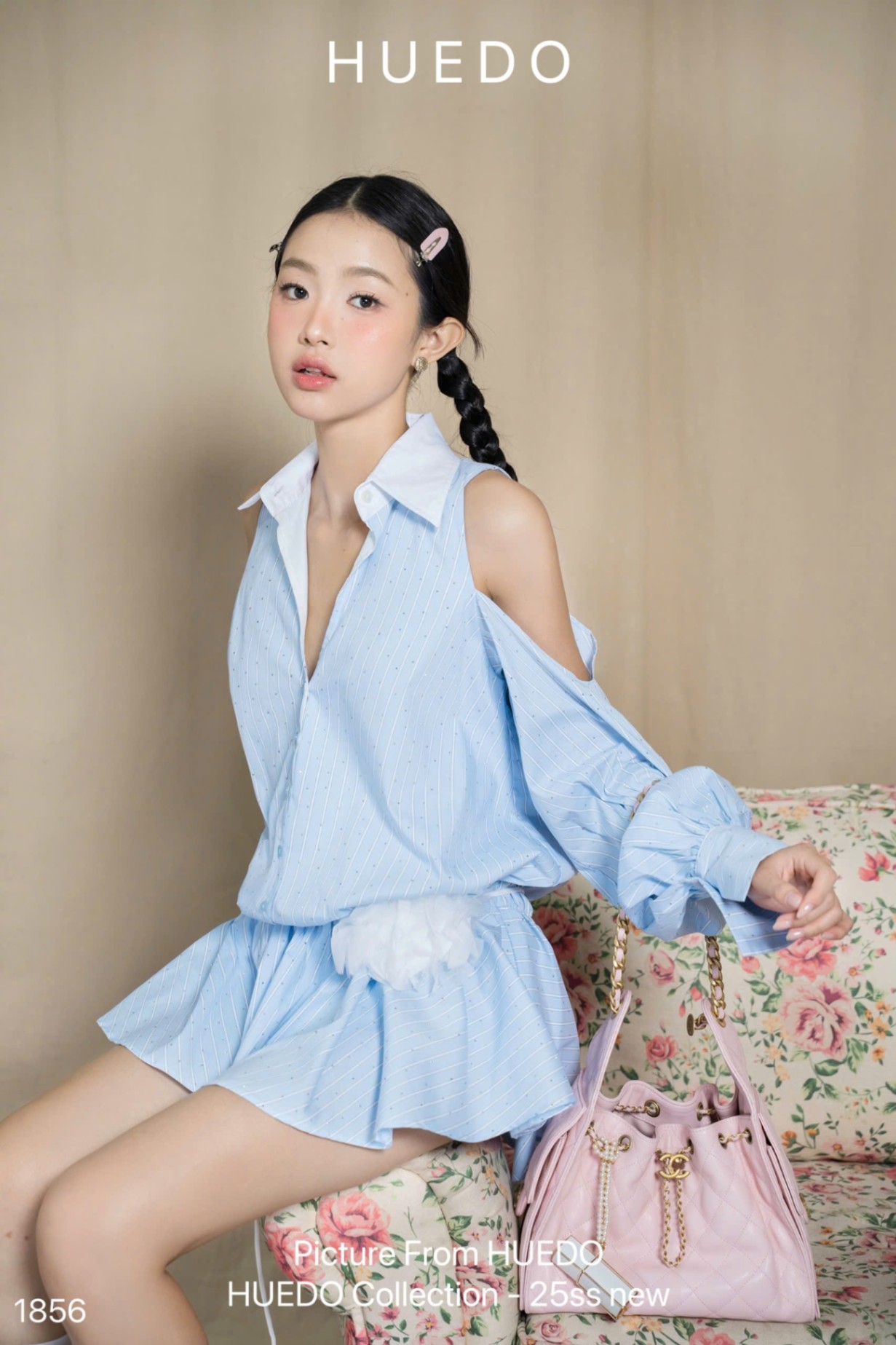 V1856 - ĐẦM SỌC ĐÁ HOA EO