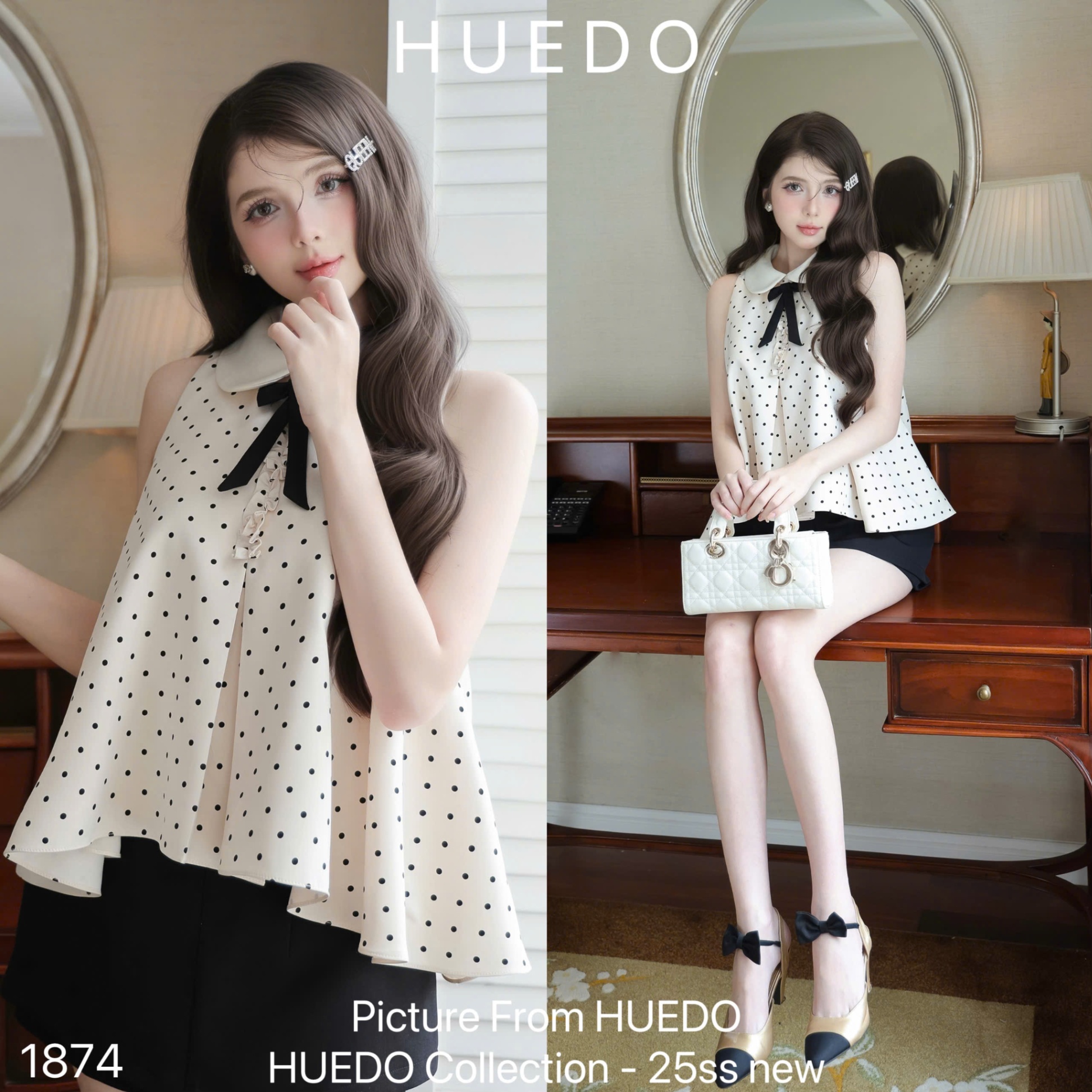V1874 - SET ÁO SN CHẤM BI CV PHOM A
