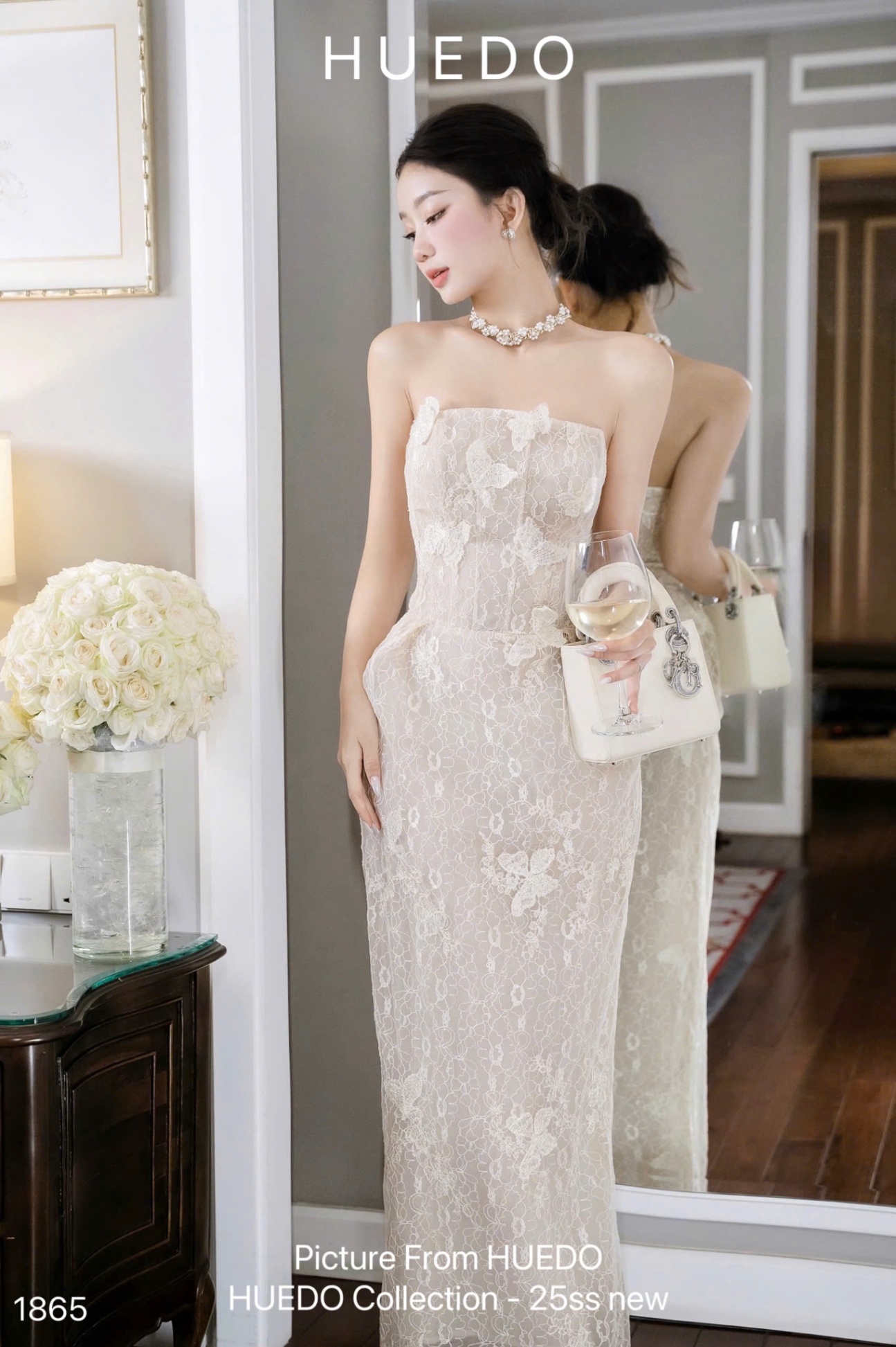 V1865 - ĐẦM REN BƯỚM CUP NGỰC