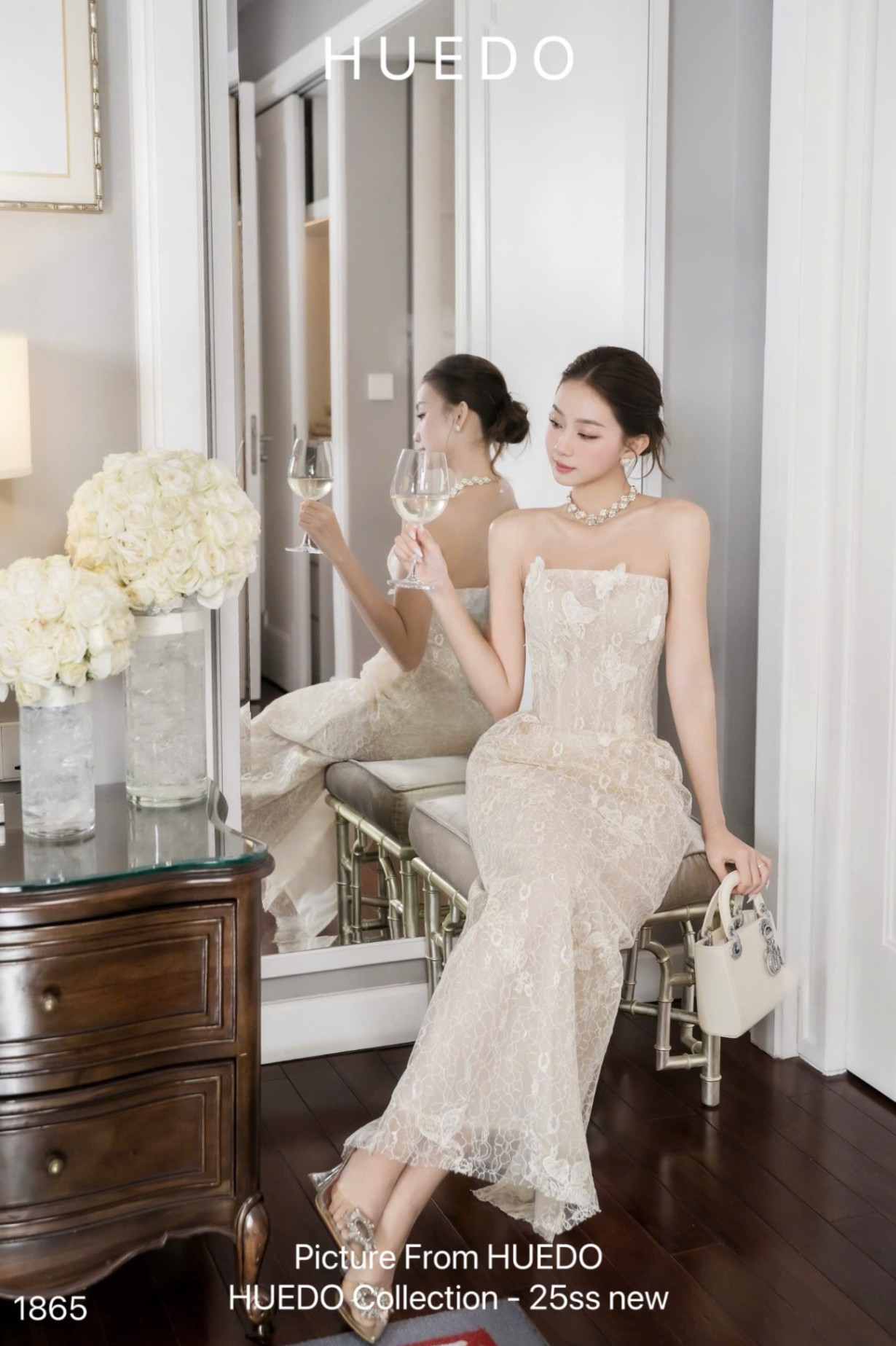V1865 - ĐẦM REN BƯỚM CUP NGỰC