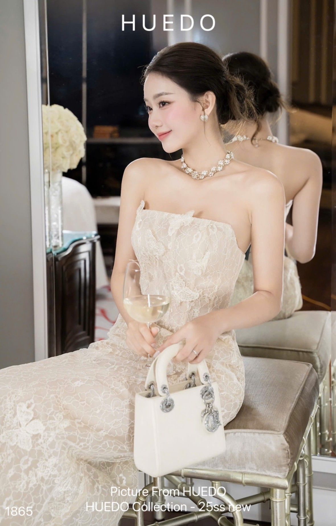 V1865 - ĐẦM REN BƯỚM CUP NGỰC
