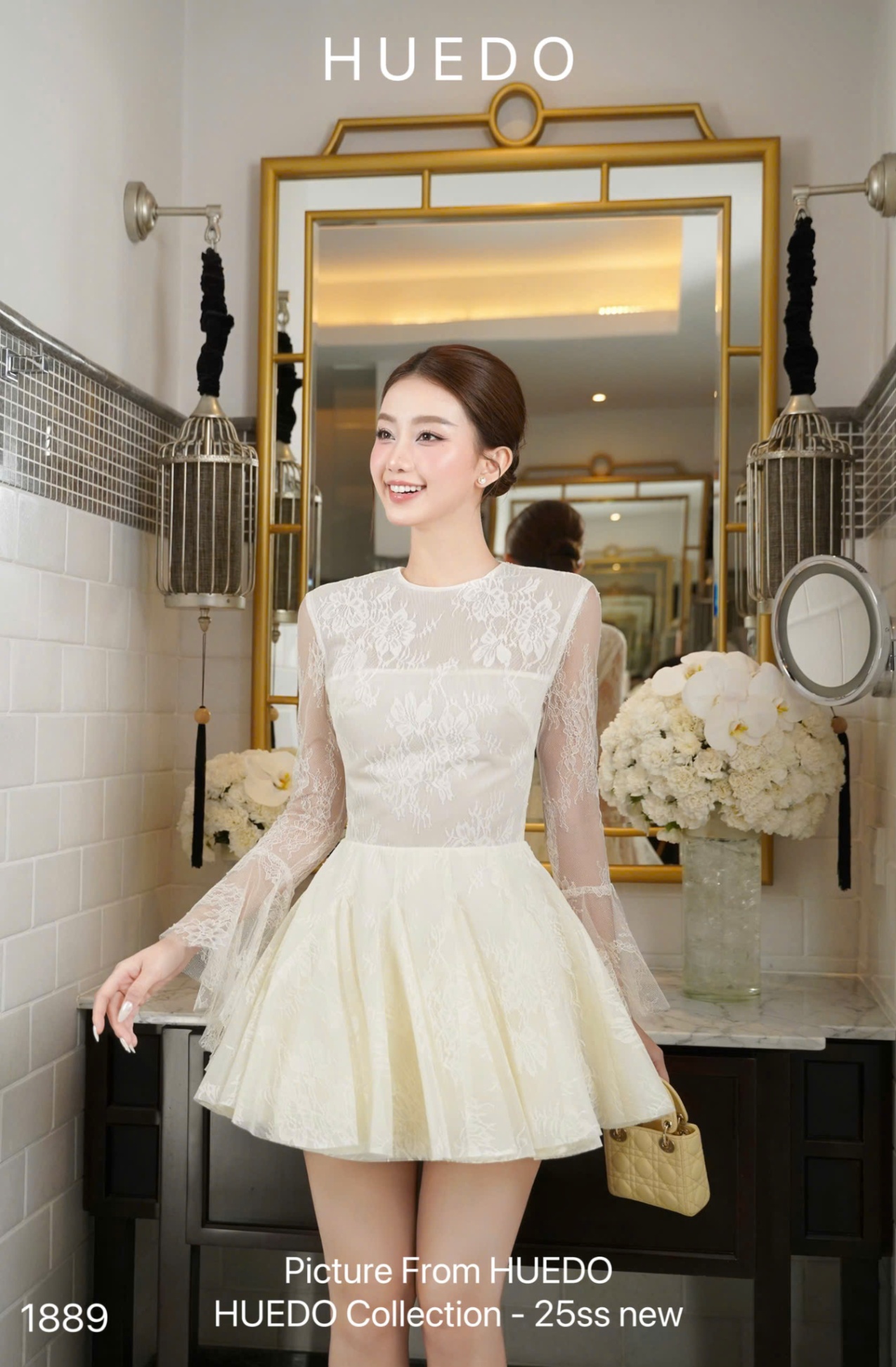 V1889 - ĐẦM REN XOÈ CUT LƯNG
