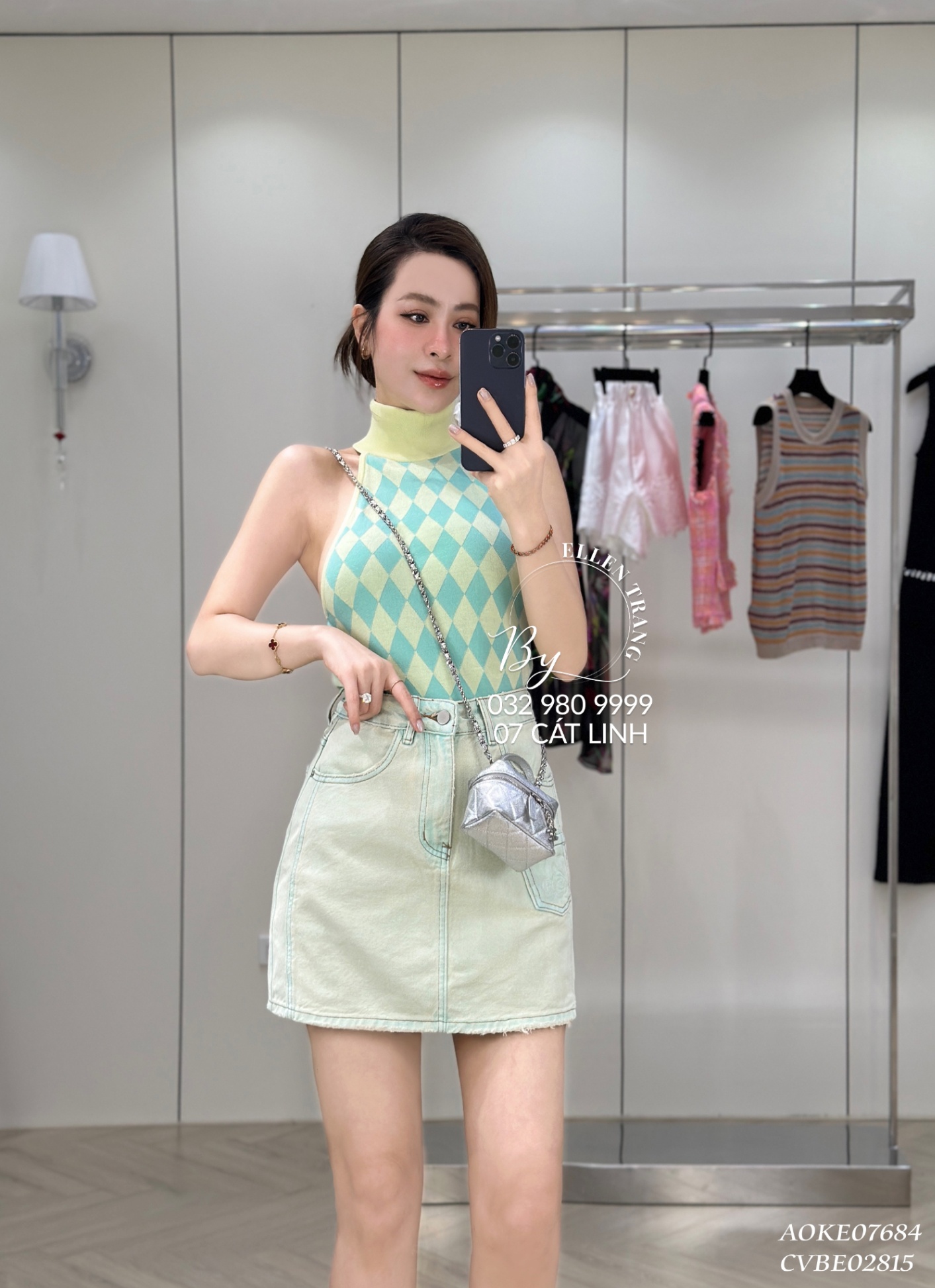 ÁO KẺ CARO XANH VÀNG CỔ LỌ