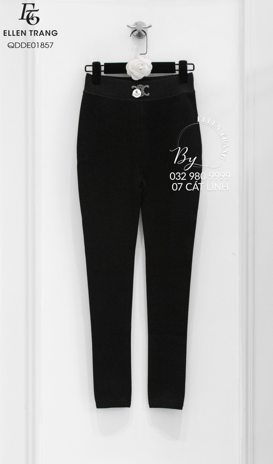 QUẦN LEGGING ĐEN CẠP LOGO CELINE