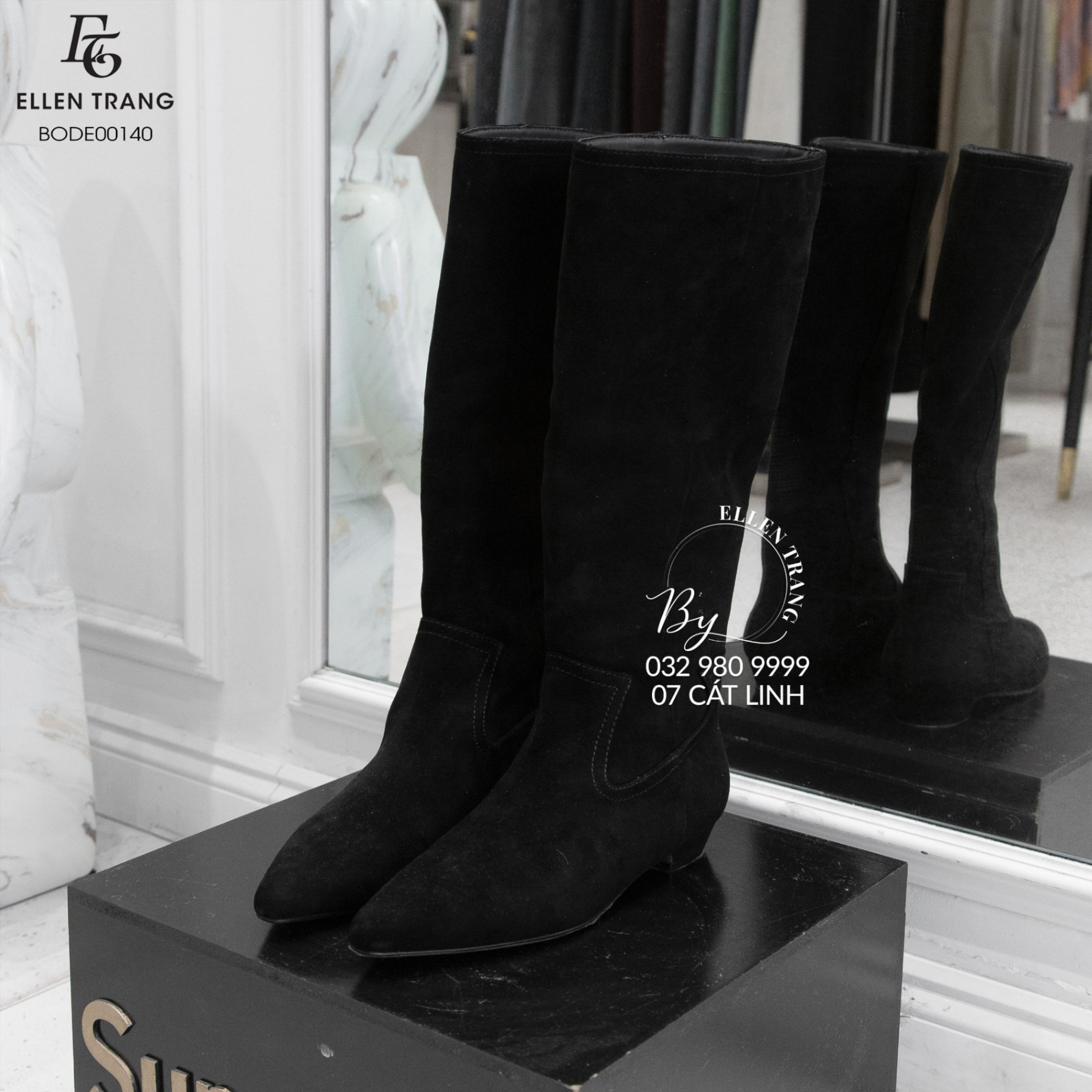 BOOT ĐEN DA LỘN ĐẾ BỆT LÓT LÔNG