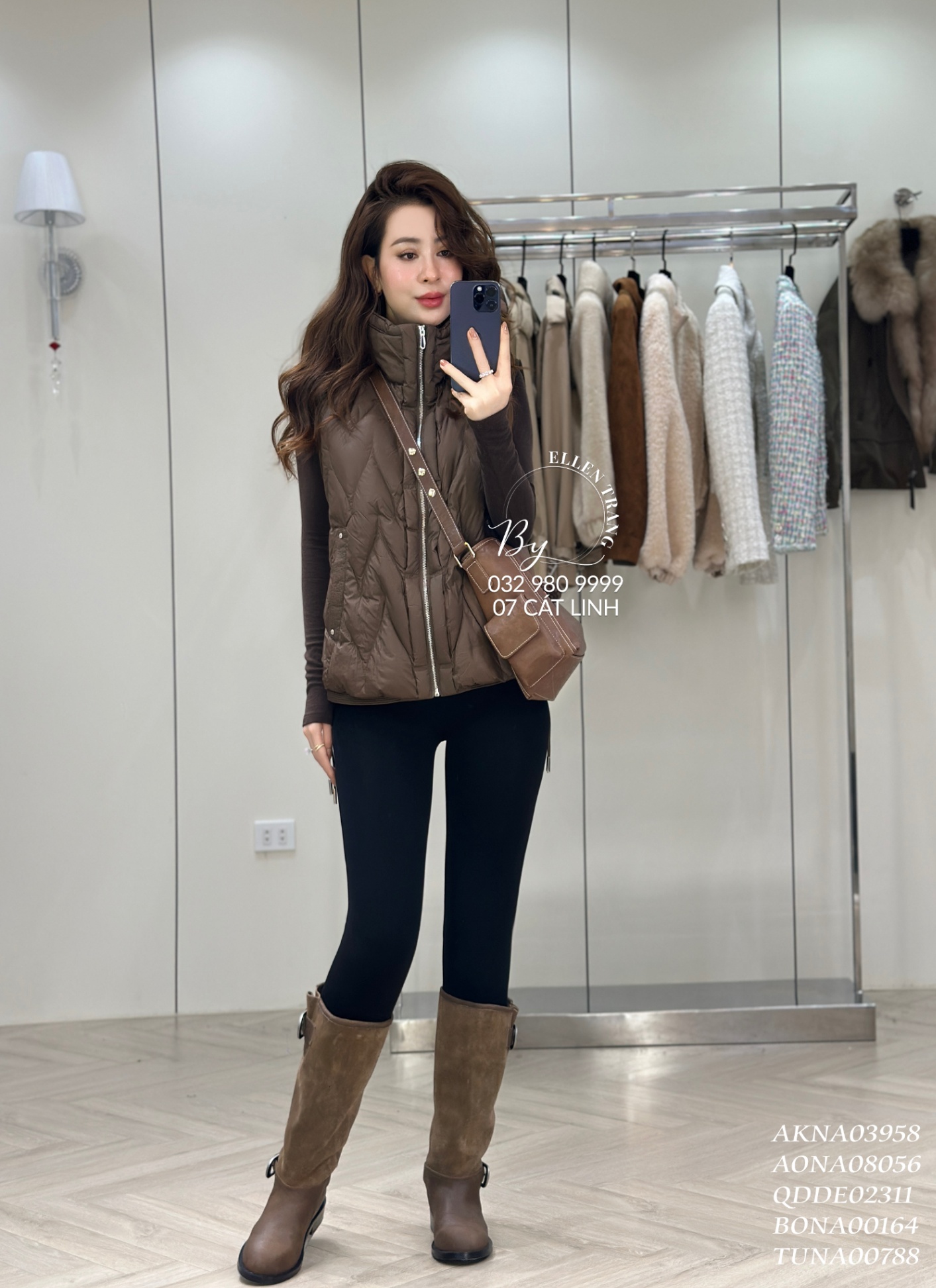 ÁO PHAO GILE NÂU ĐẬM DÂY RÚT CẠNH SƯỜN