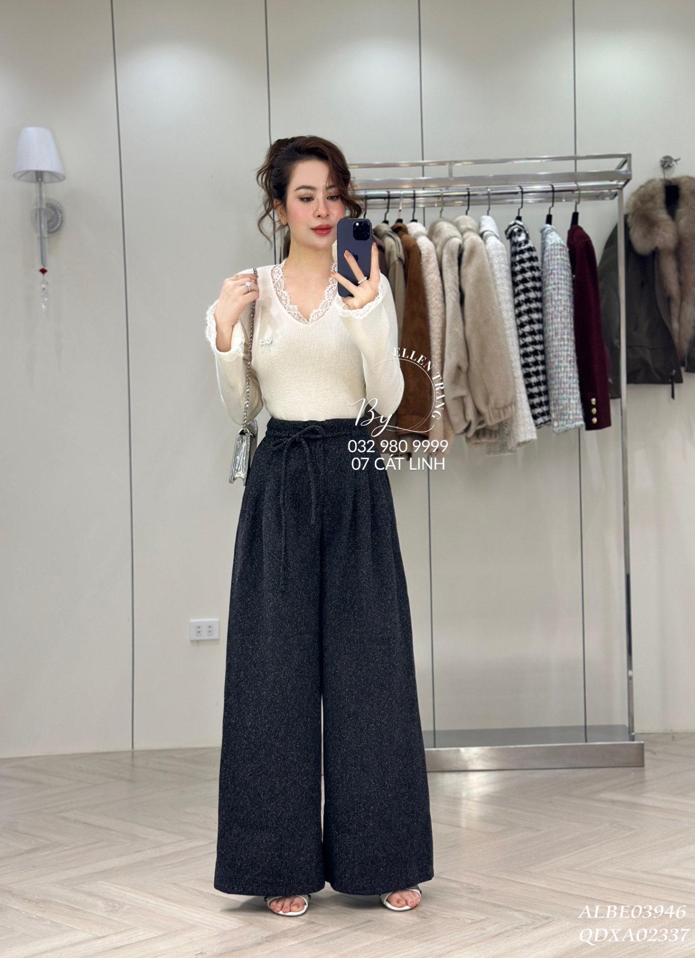 ÁO LEN BE CỔ REN CÀI NƠ TAY LOE