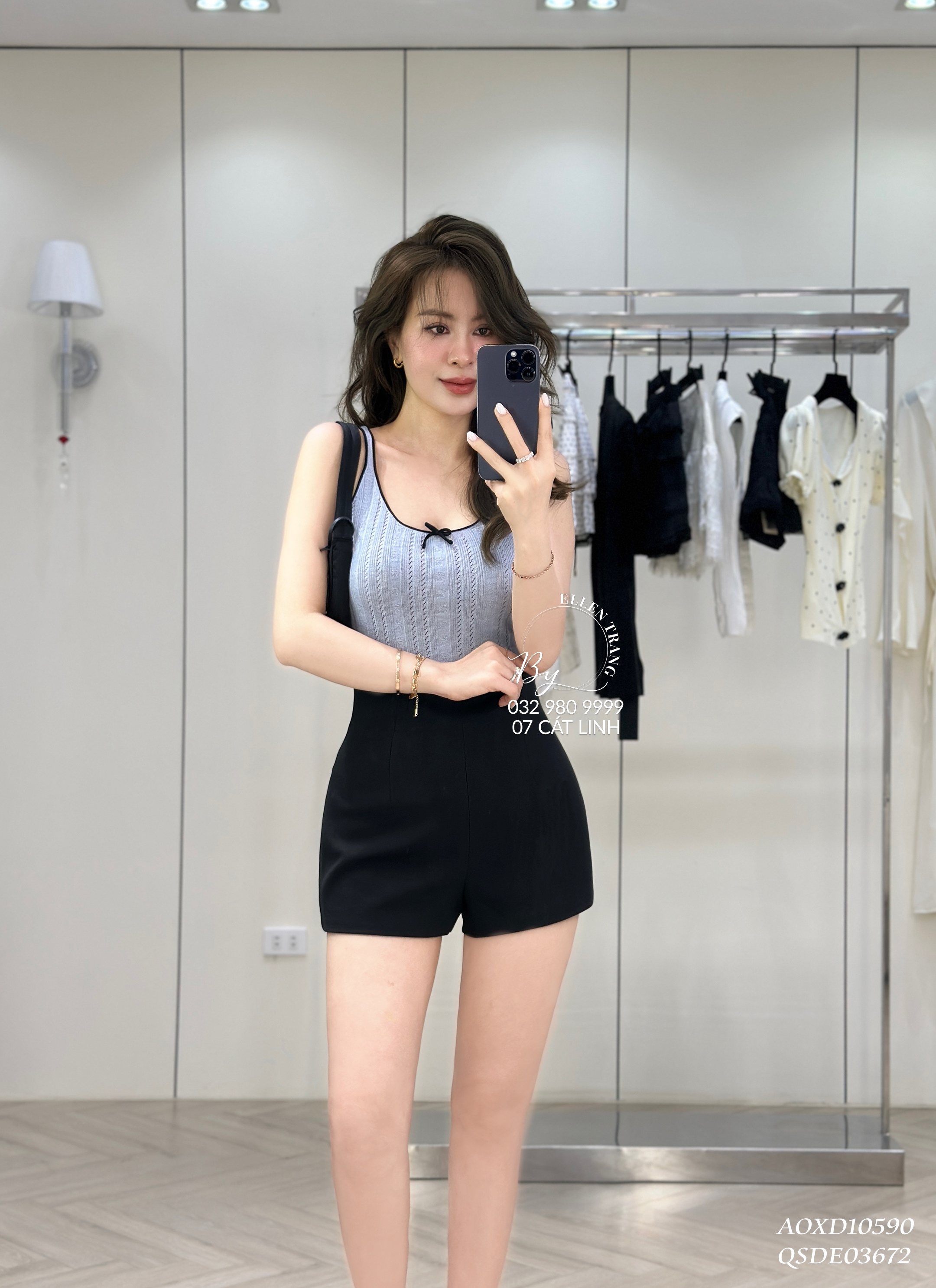ÁO 2 DÂY XANH DƯƠNG ĐEN ĐÍNH NƠ