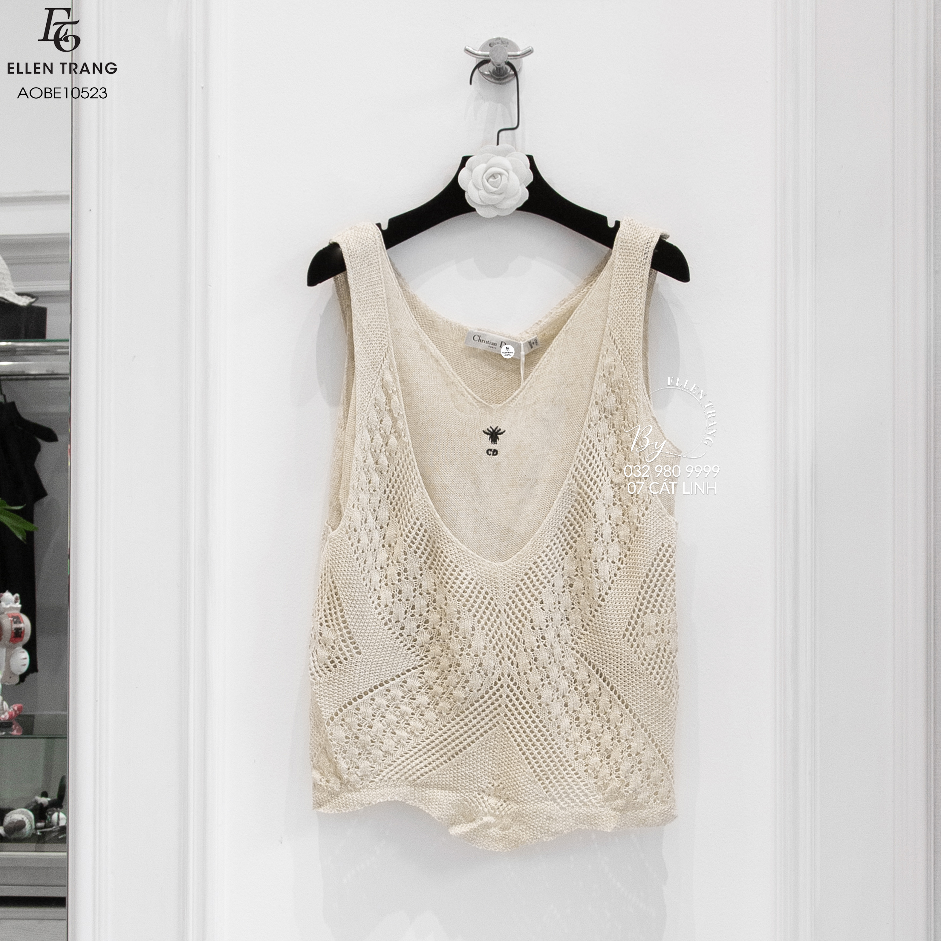 ÁO BE SÁT NÁCH 2 LỚP LIỀN THÊU ONG ĐEN DIOR