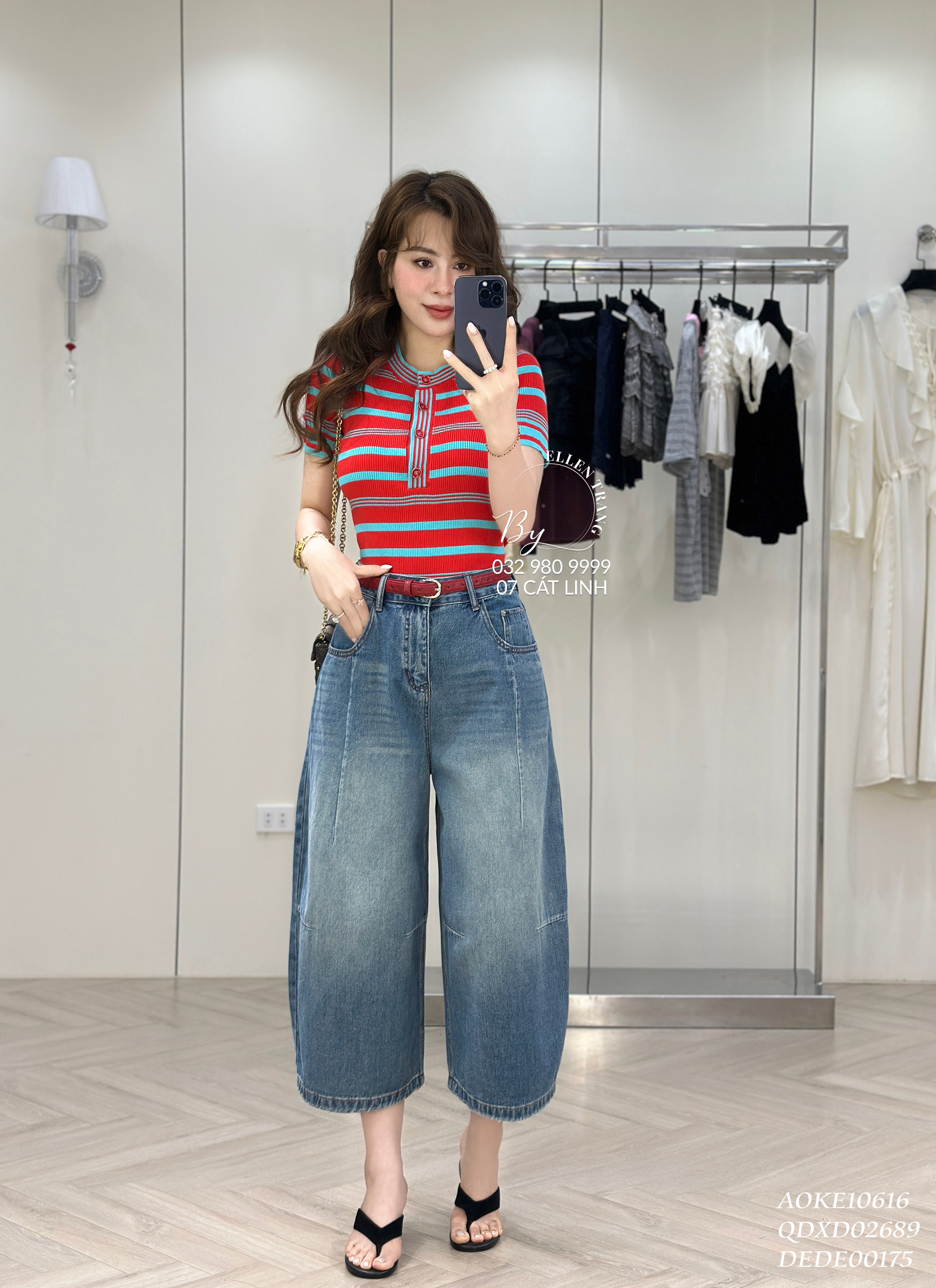 ÁO ĐỎ KẺ XANH MINT CÚC C&N