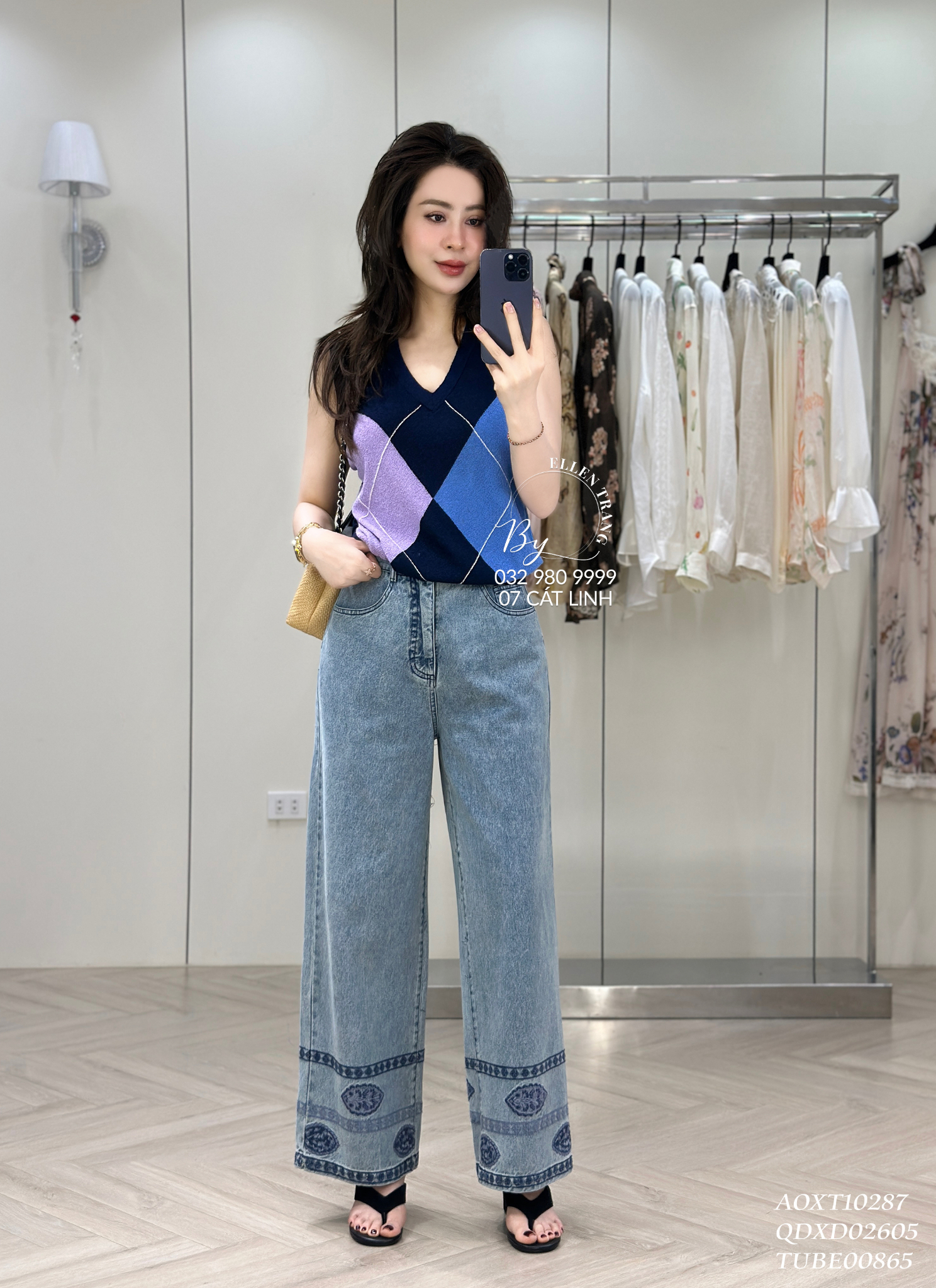 ÁO GILE XANH THAN HỌA TIẾT TÍM VÀ XANH DƯƠNG RIBBE