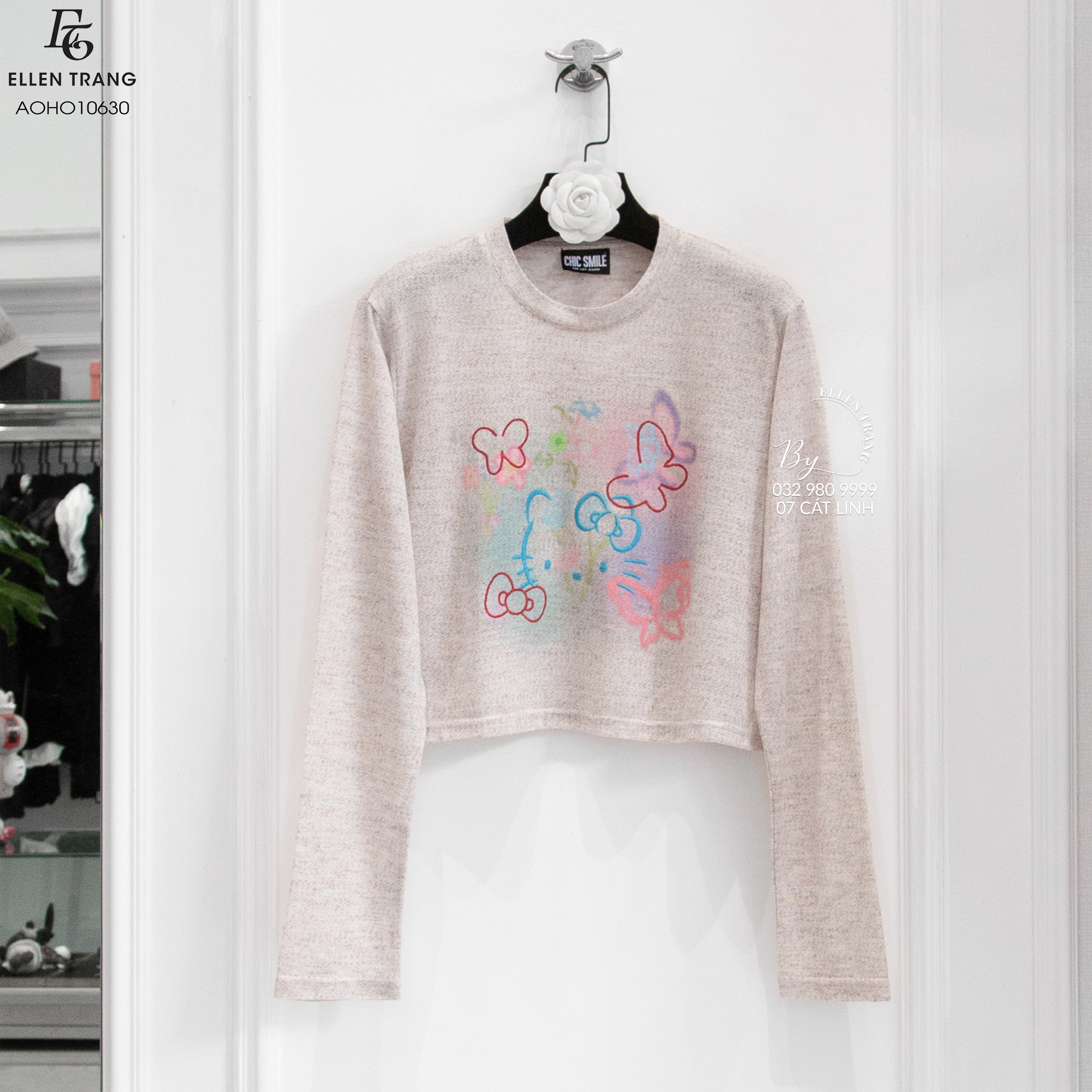 ÁO HỒNG DÀI TAY HOẠ TIẾT HELLO KITTY CHIC SMILE