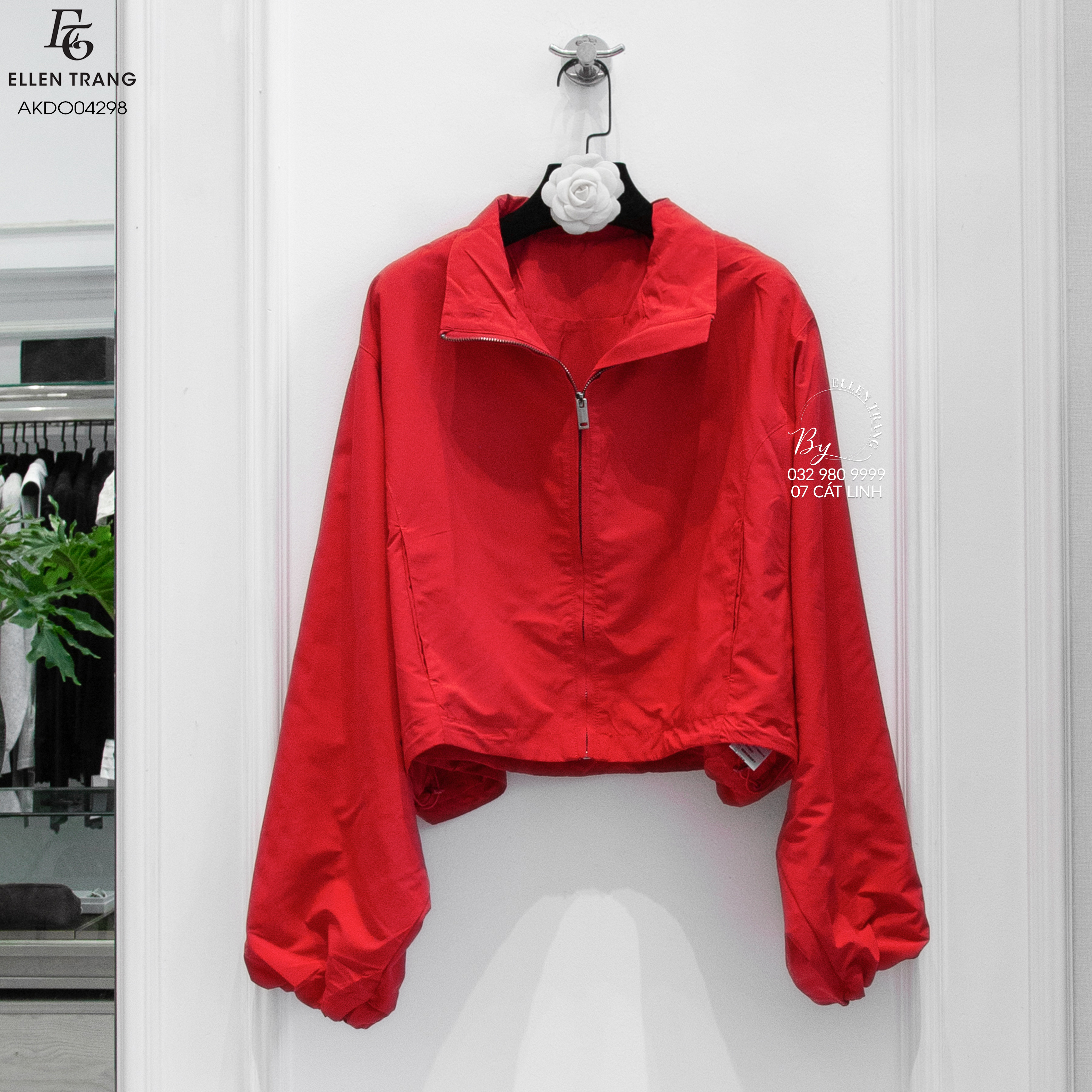 ÁO KHOÁC GIÓ ĐỎ CROPTOP