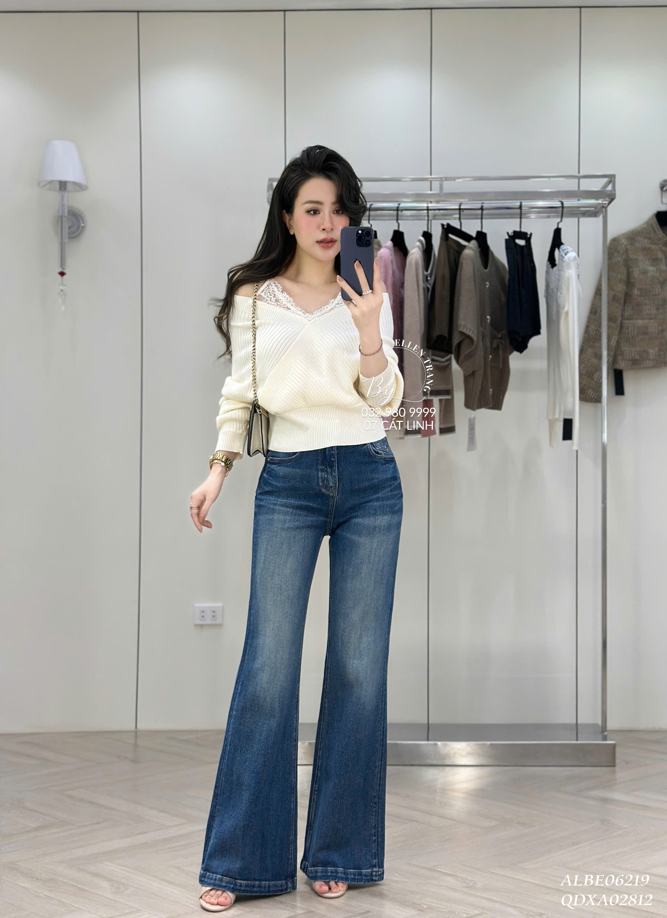 ÁO LEN BE CỔ REN TAY RƠI