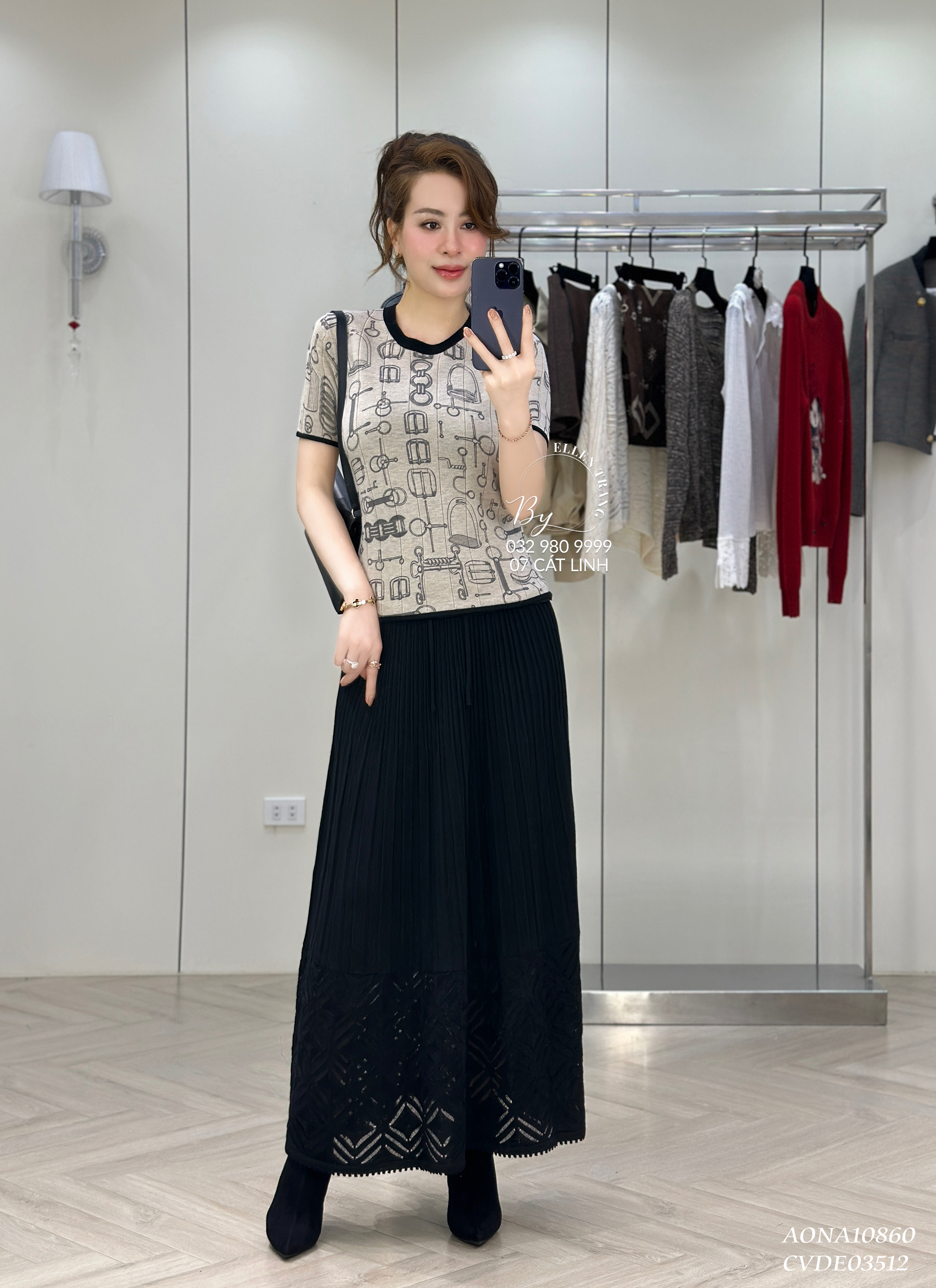 ÁO LEN CỘC TAY NÂU HM VIỀN ĐEN