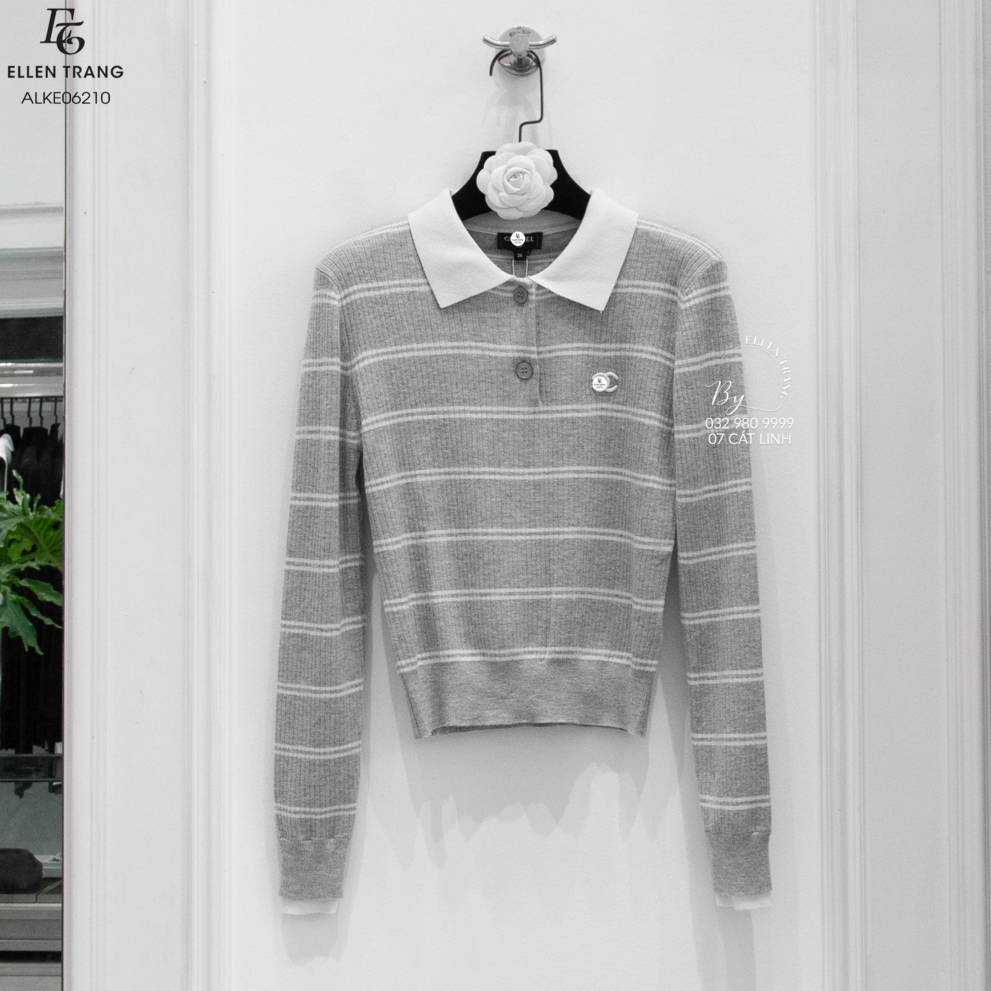 ÁO LEN GHI KẺ TRẮNG C&N