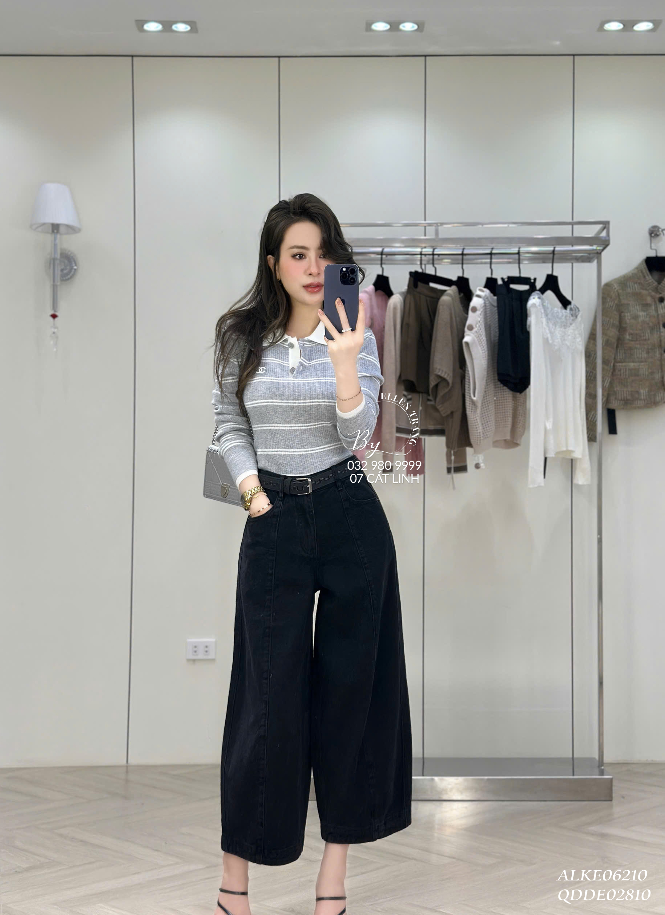 ÁO LEN GHI KẺ TRẮNG C&N