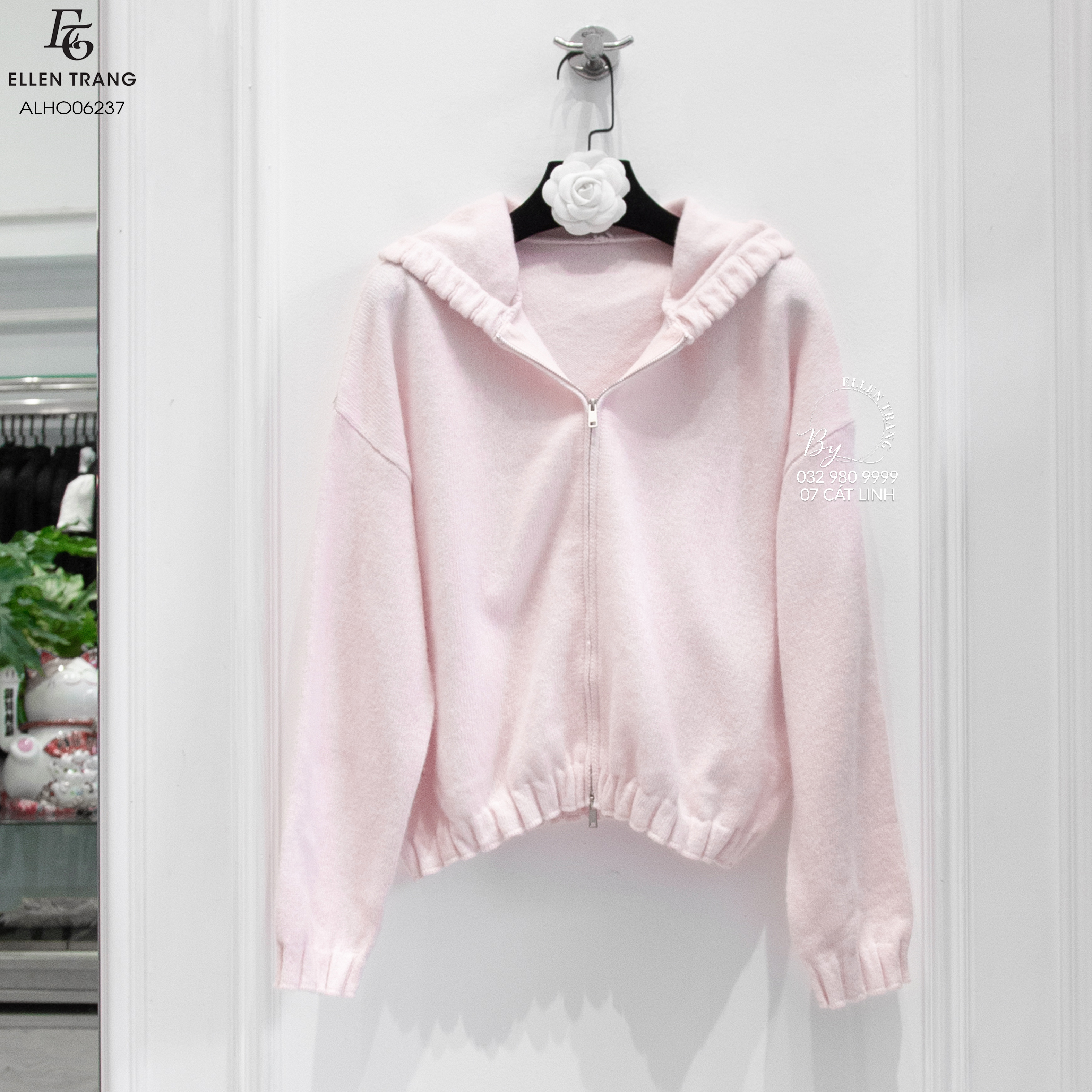 ÁO LEN HỒNG CÓ MŨ 2 KHOÁ