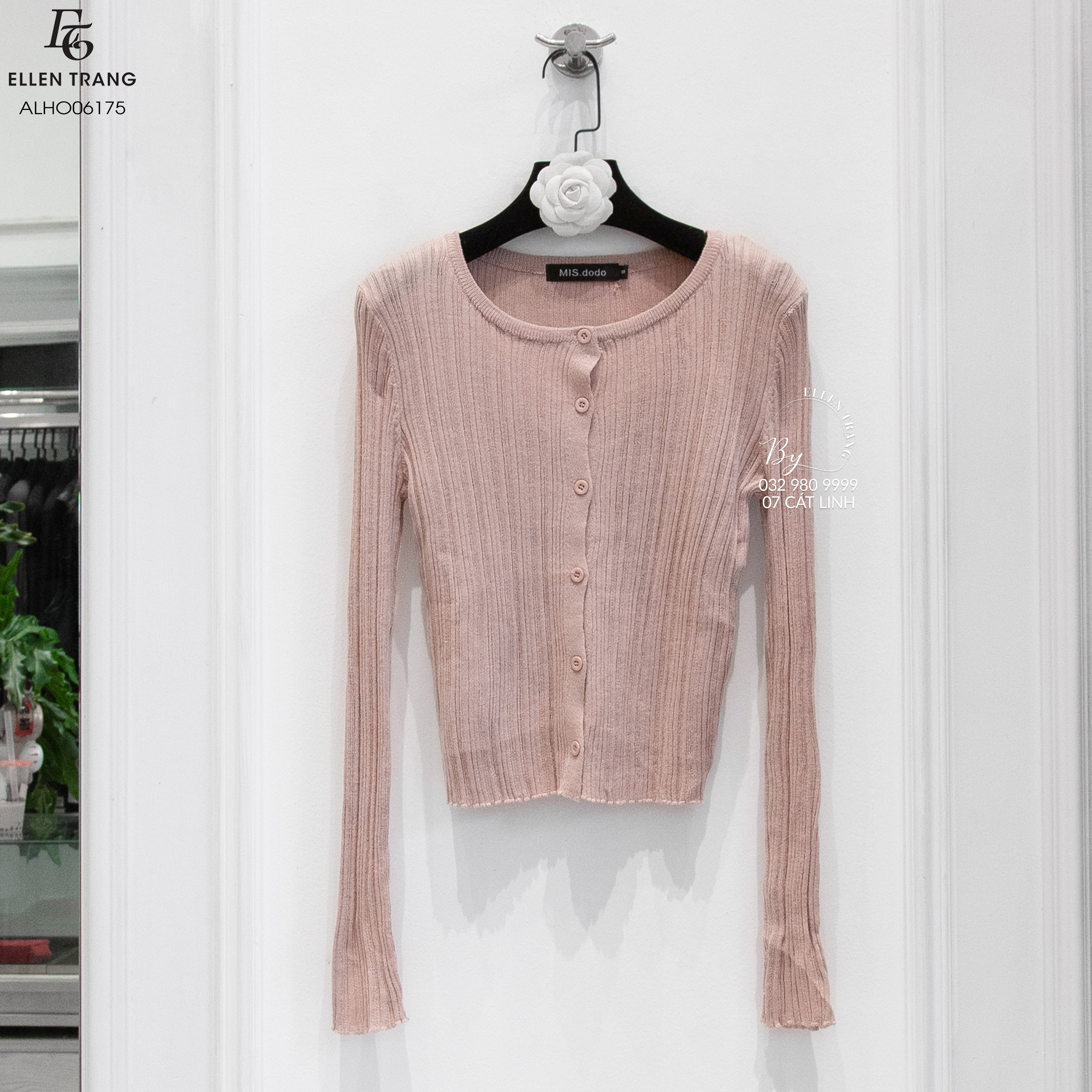 ÁO LEN HỒNG CÚC HỒNG GÂN SỌC