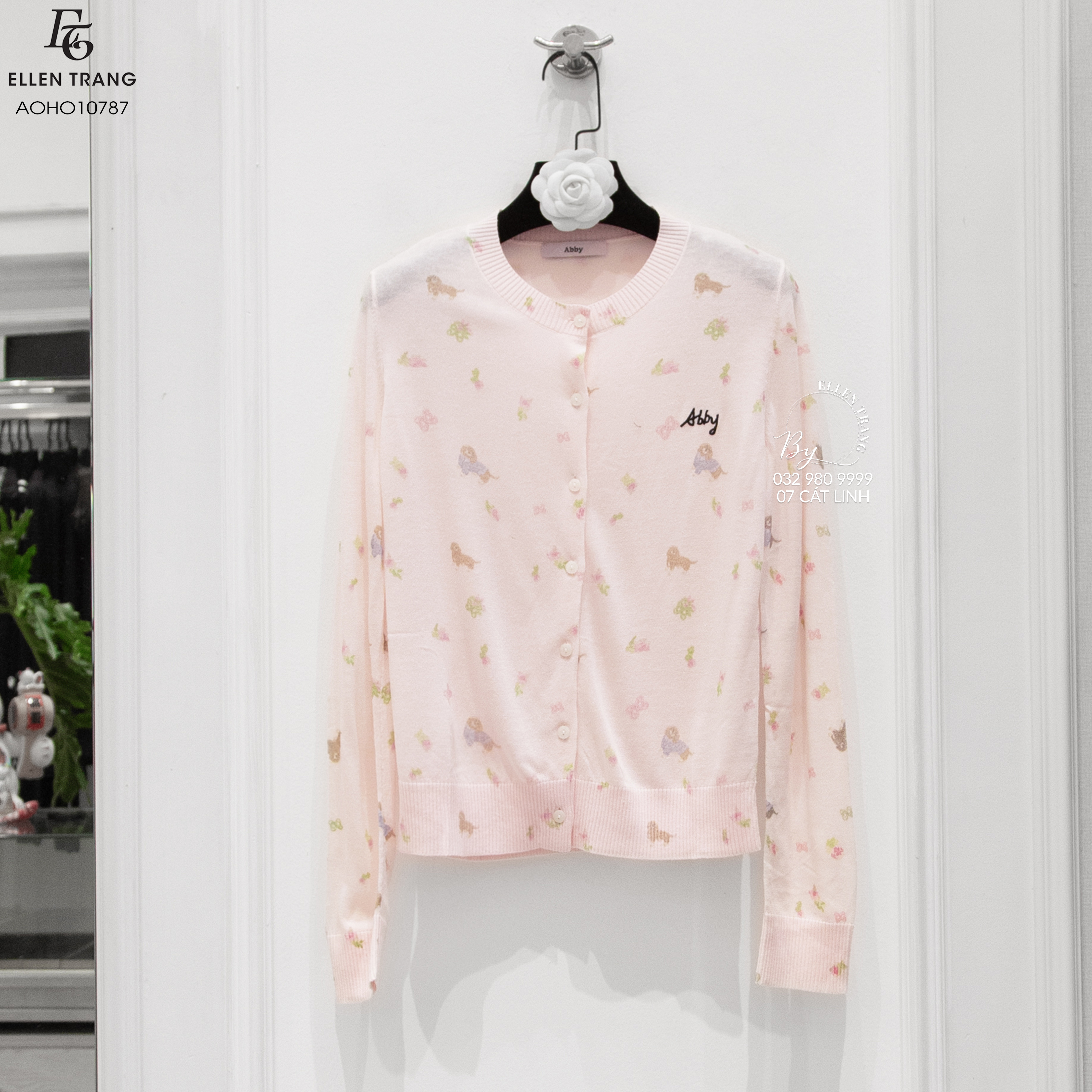 ÁO LEN HỒNG HOẠ TIẾT HOA ABBY