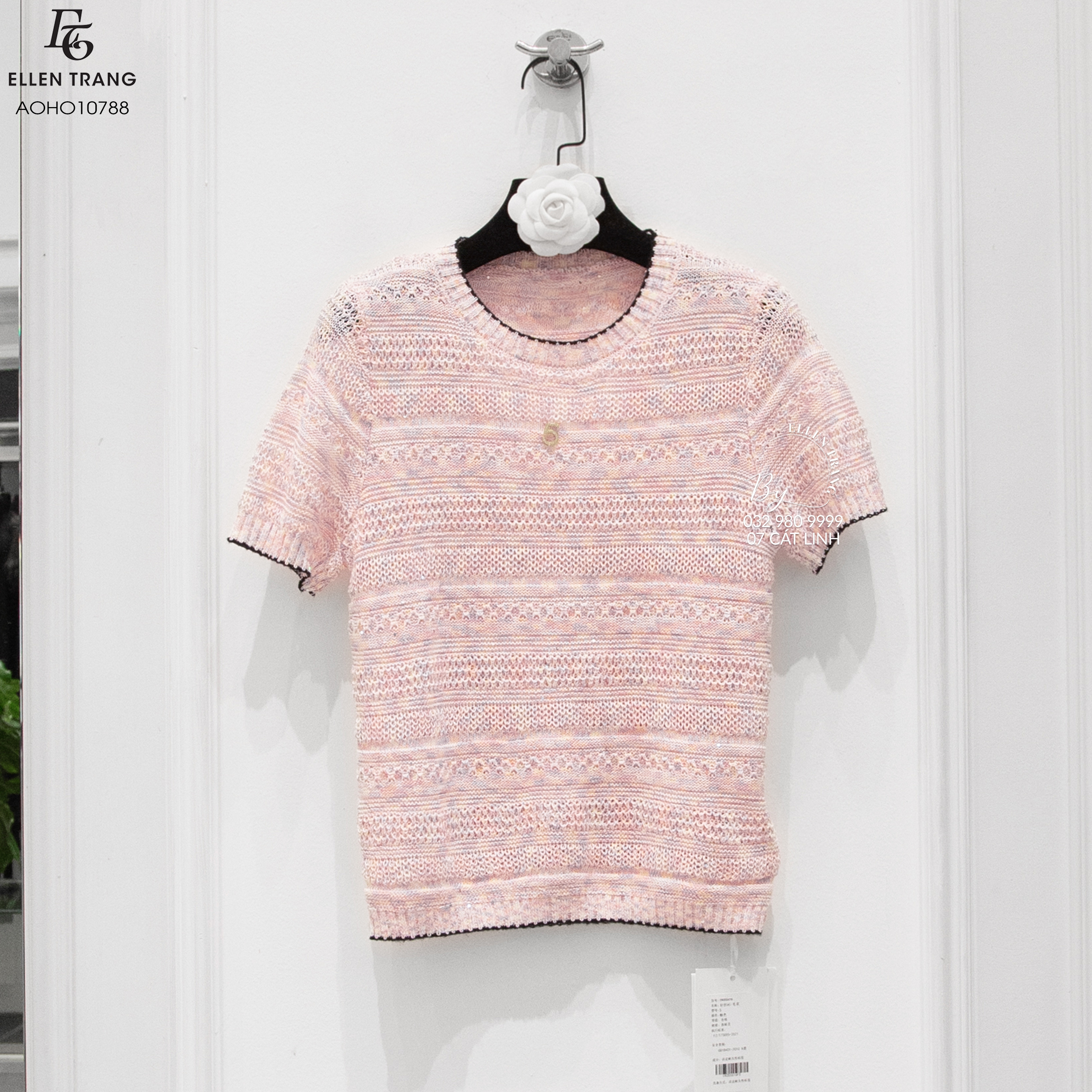 ÁO LEN HỒNG VIỀN ĐEN SỐ 5