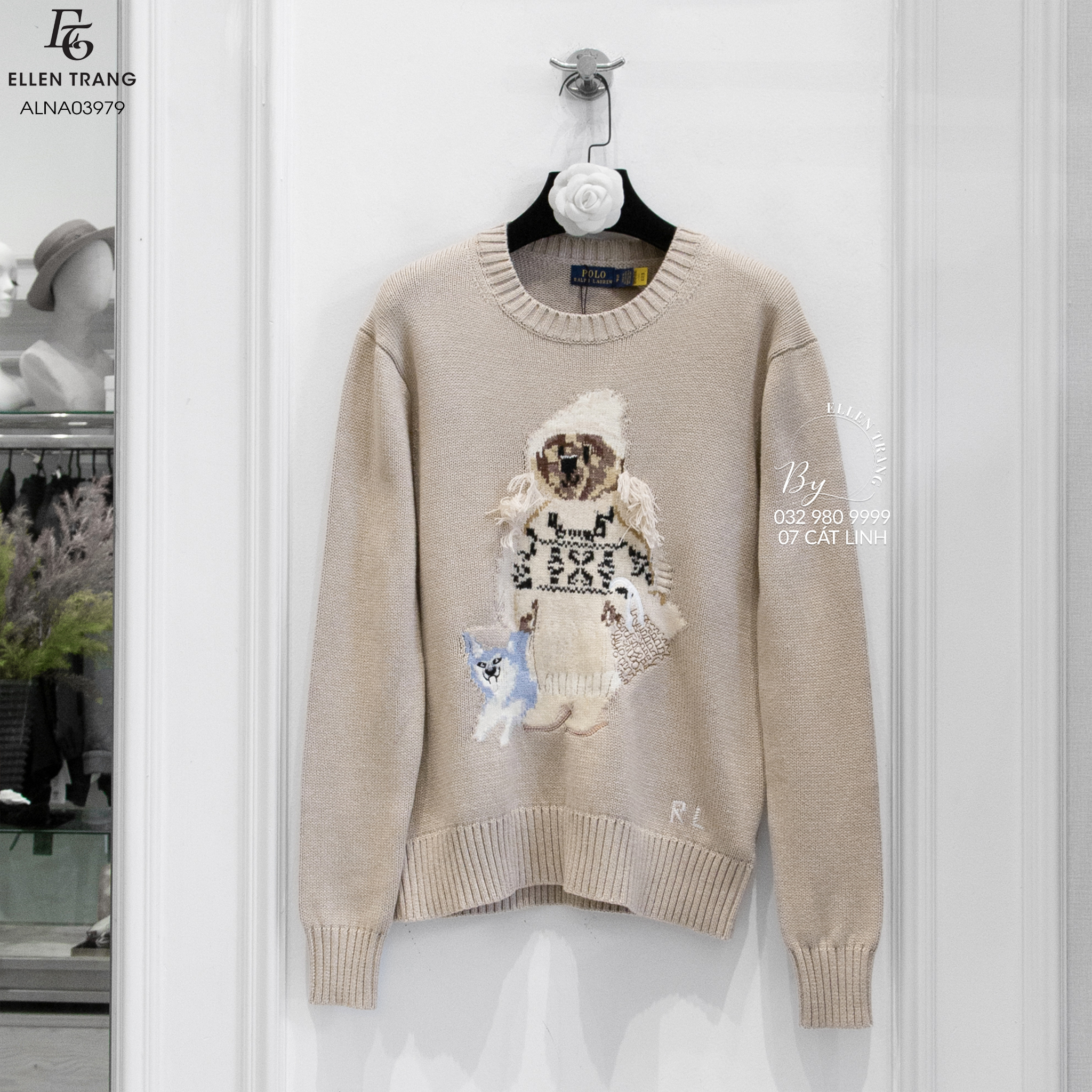 ÁO LEN NÂU HÌNH GẤU VÀ CHÓ POLO